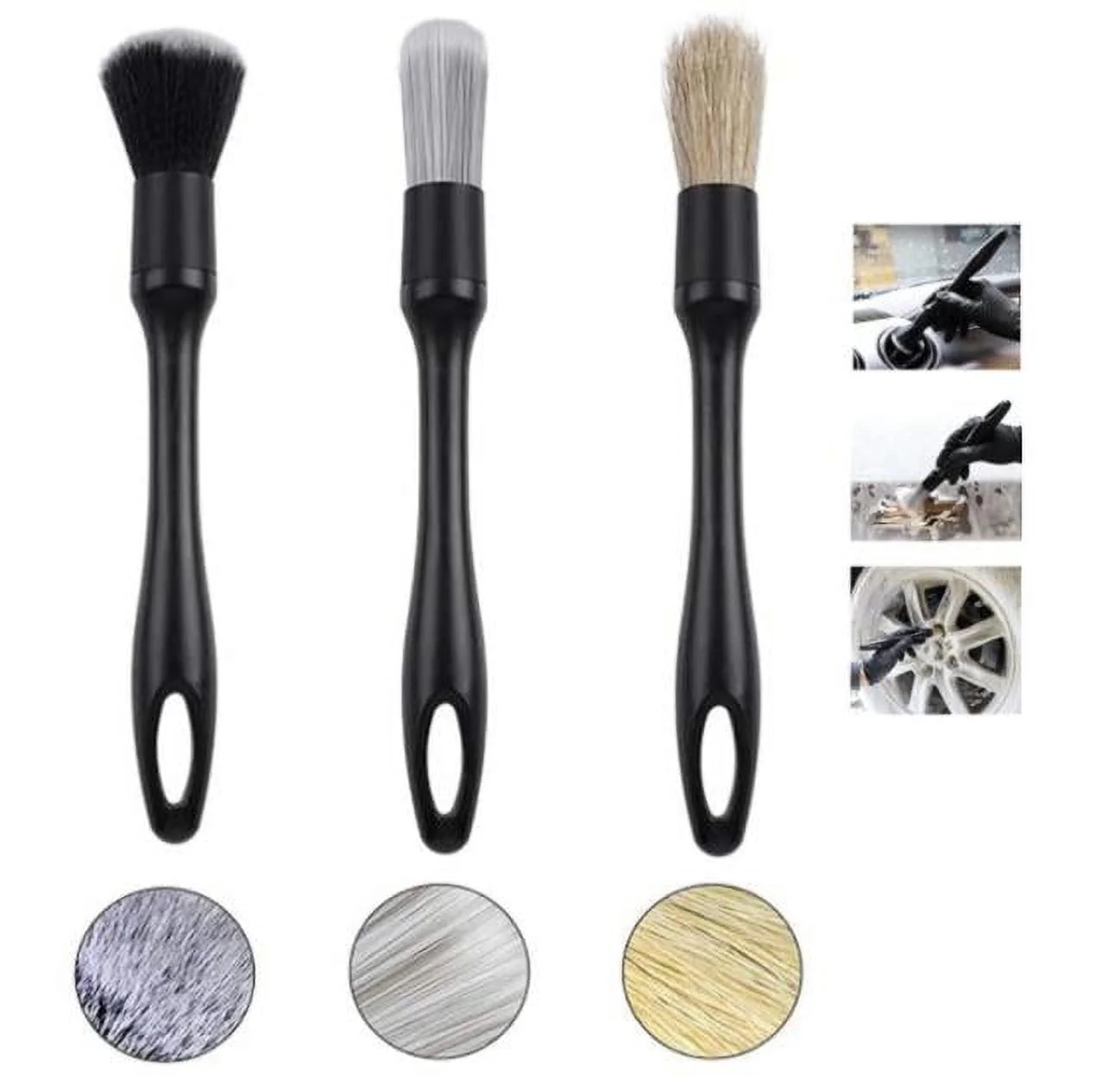OBOSOE 7 PCS Car Detail Brush Set, Ultra-Soft Cleaning Tool Auto Detail Brushes Kit to Wash Vehicles Interior Exterior Trim Wheel Rim - Image 3