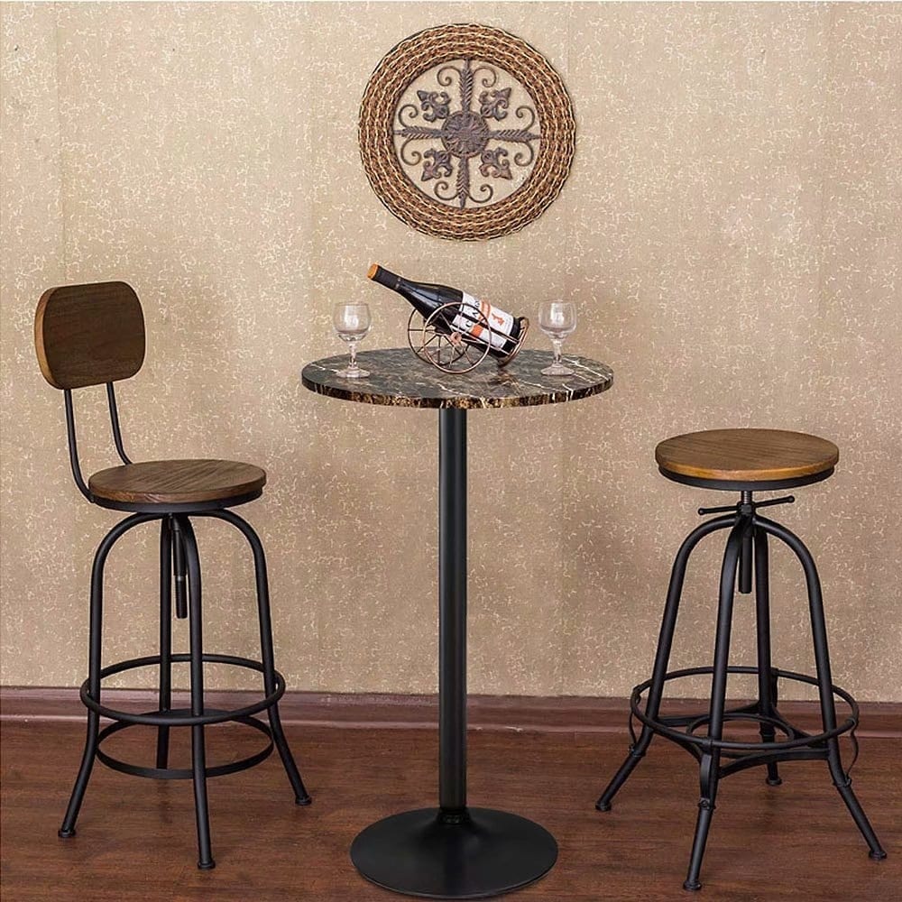 Round Bistro Pub Table, Bar Height Cocktail Table with Metal Base and MDF Top, 23.8 Inch - Image 12