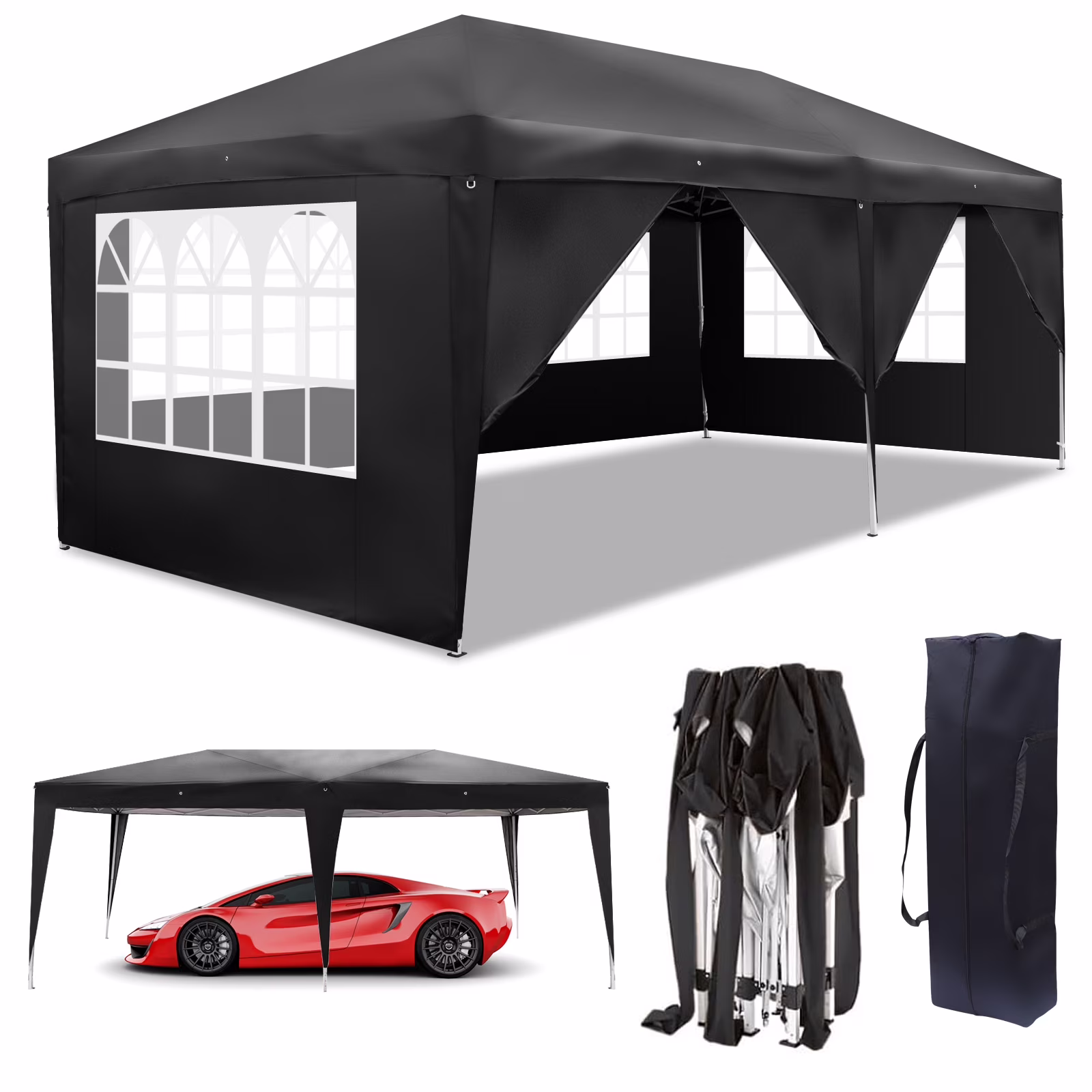 UBesGoo Ez Pop Up Patio Canopy Tent Gazebo Outdoor Party with 6 Sidewalls 10 x 20 ft Blue - Image 5