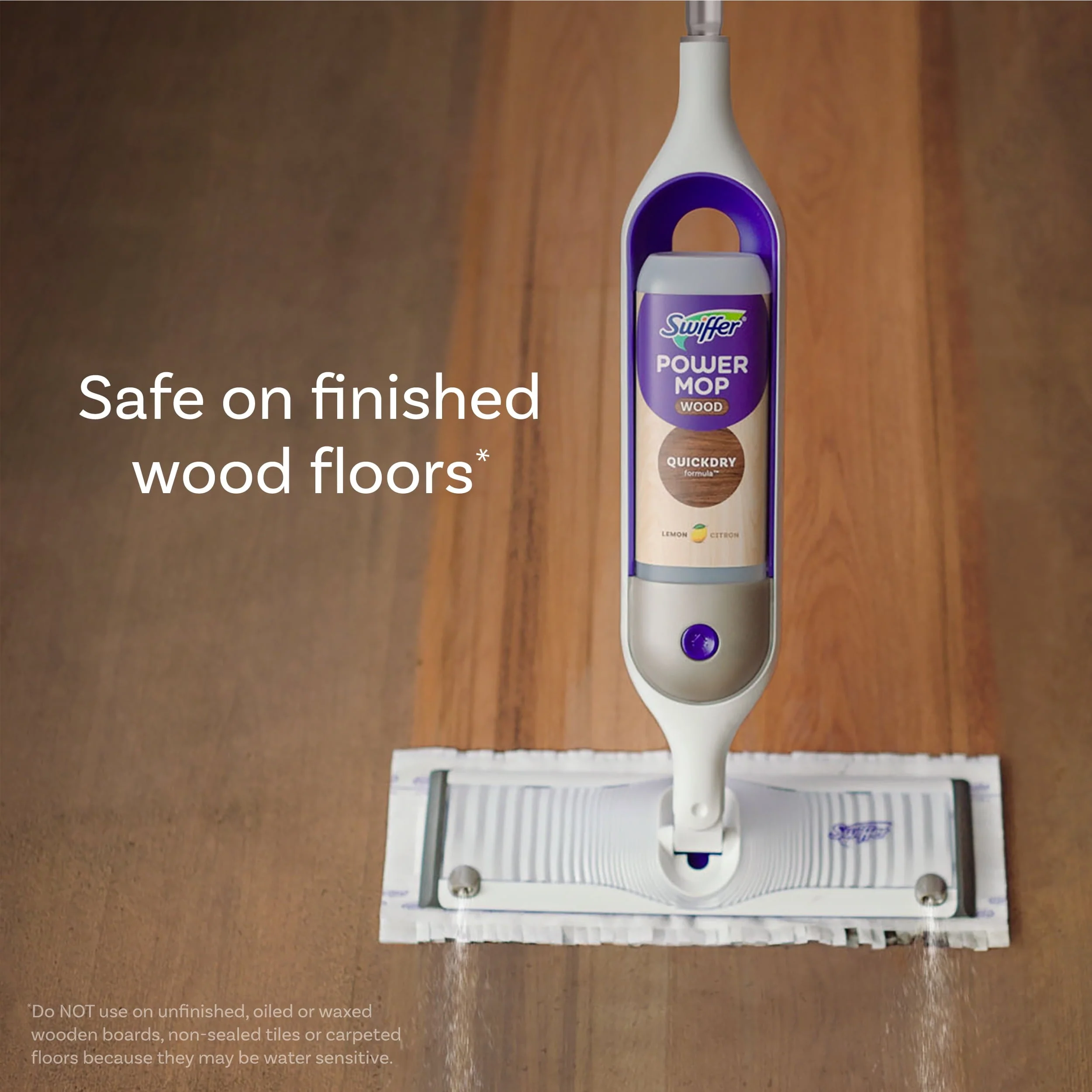 Swiffer Power Mop Wood Mop Kit for Floor Cleaning, Lemon Scent - Image 6