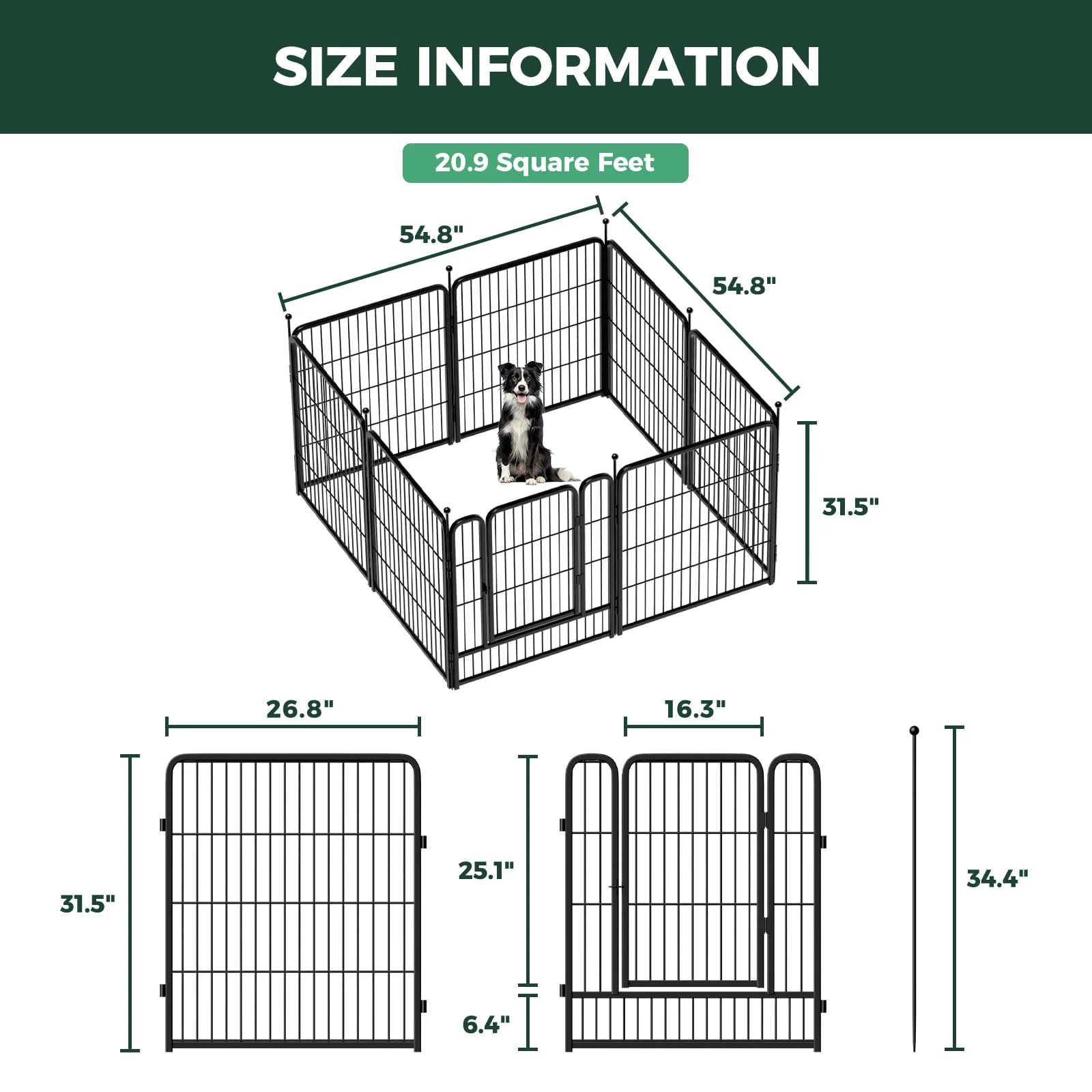 32" Dog Playpen for Small Dogs, Portable Indoor Outdoor Pet Exercise Pen for Puppies and Small Pets - Image 8