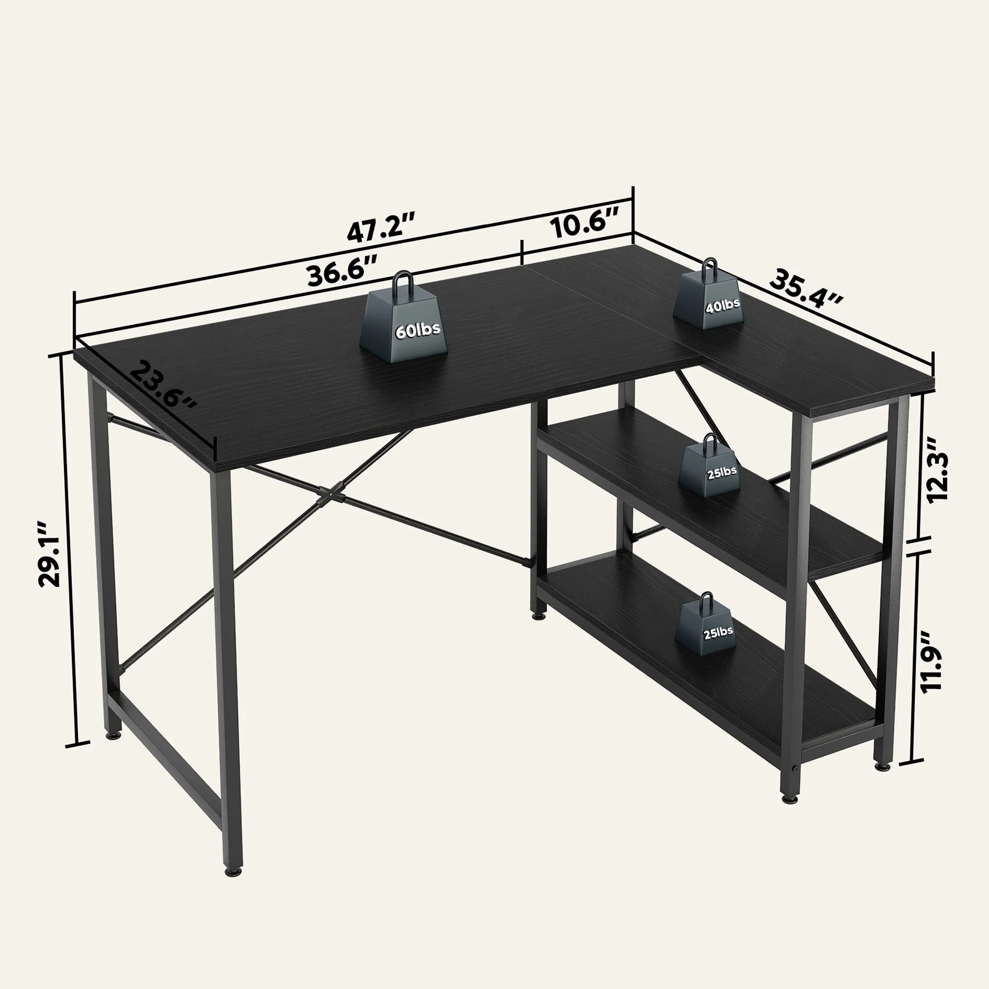Small L Shaped Computer Desk with Storage Shelves, Compact Corner Workstation for Home Office and Study - Image 100
