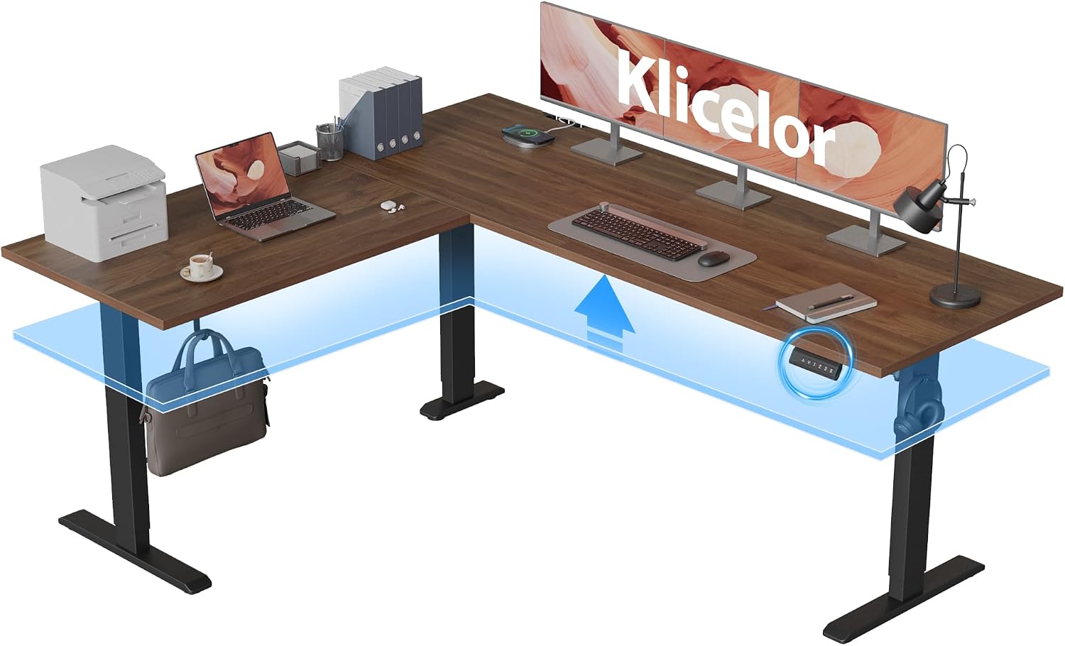 L Shaped Standing Desk 63 x 48 Inch, Electric Height Adjustable Corner Desk for Home Office Workstation, Ergonomic Sit to Stand Computer Table with Memory Controller, Rustic Brown - Image 10