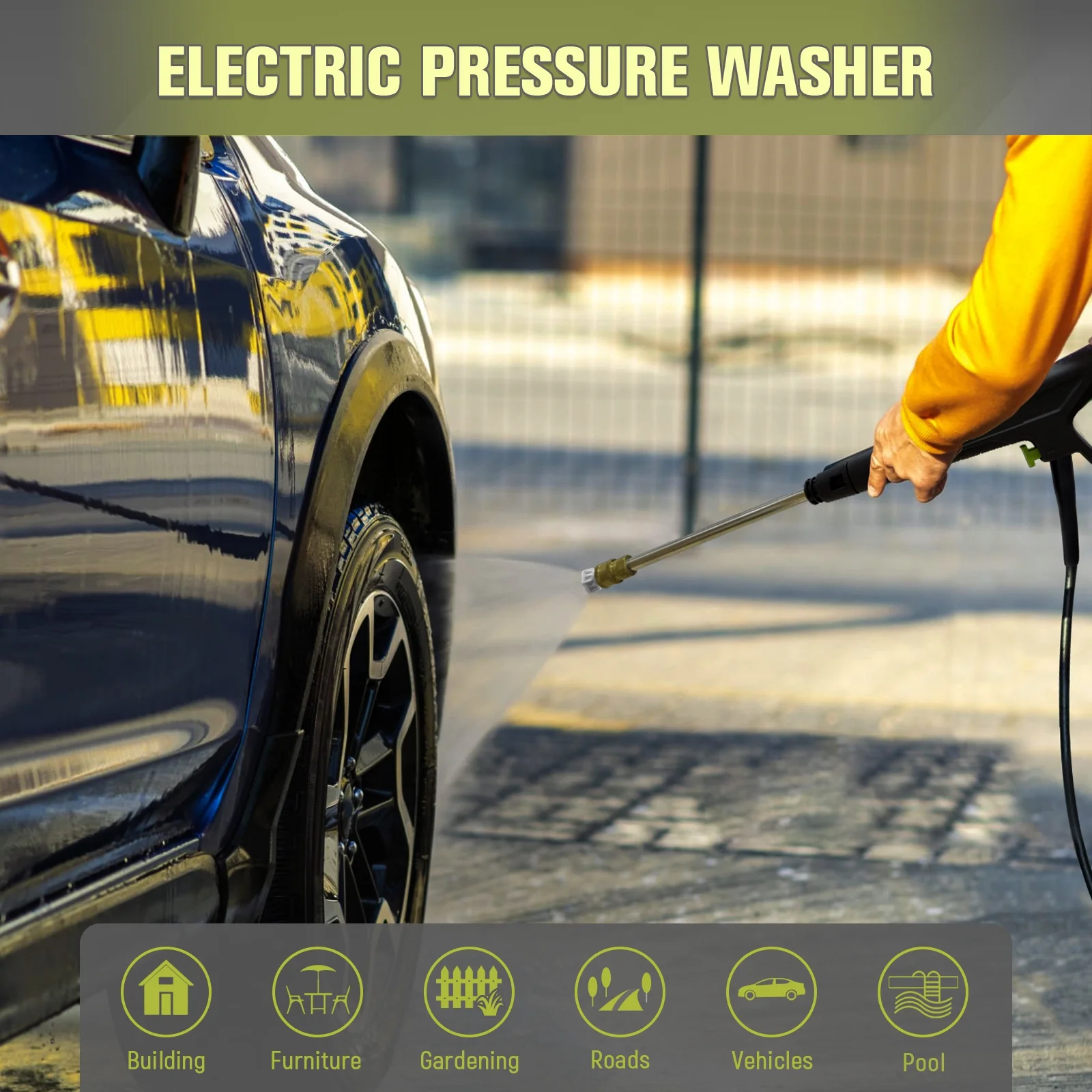 Electric Pressure Washer 4800PSIMax 2.9GPM Pressure Washer with 25 Ft Hose, 16.4 Ft Power Cord, Soap Tank Car Wash Machine Blue Ideal Cleaning for pool, Car, Patio - Image 8