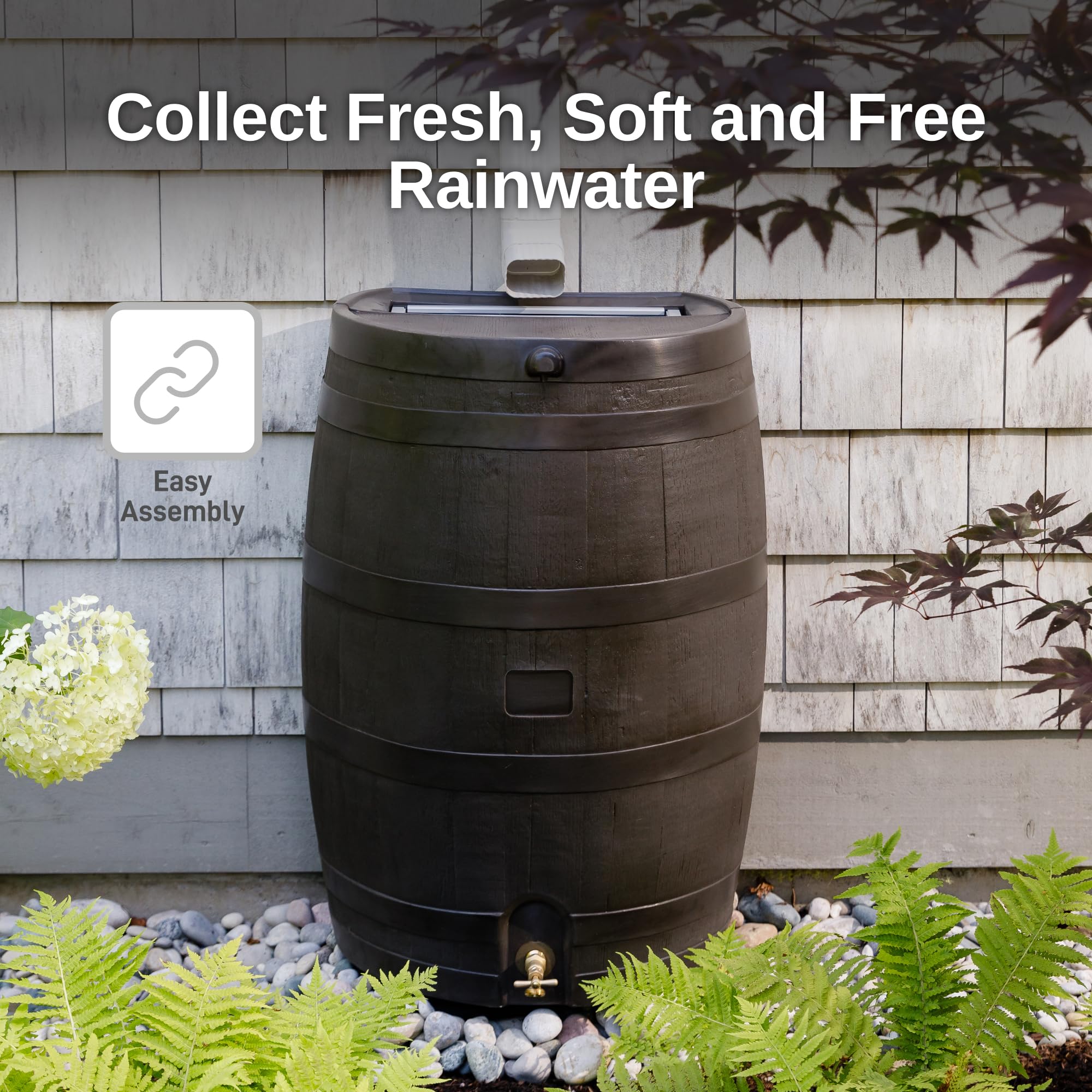 50 Gallon Rain Barrel with Brass Spigot, Large Outdoor Rainwater Collection and Storage Container for Garden - Image 12