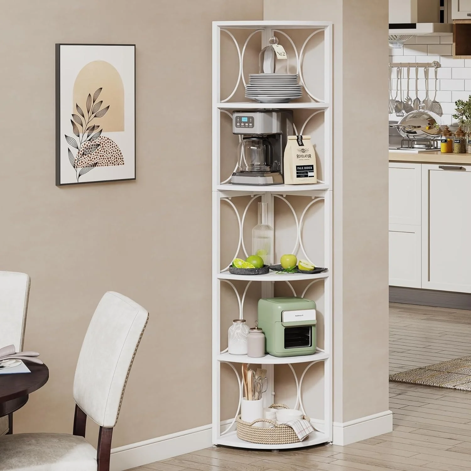 67 Inch Tall Corner Shelf, Freestanding Corner Bookshelf and Storage Shelving Unit - Image 3