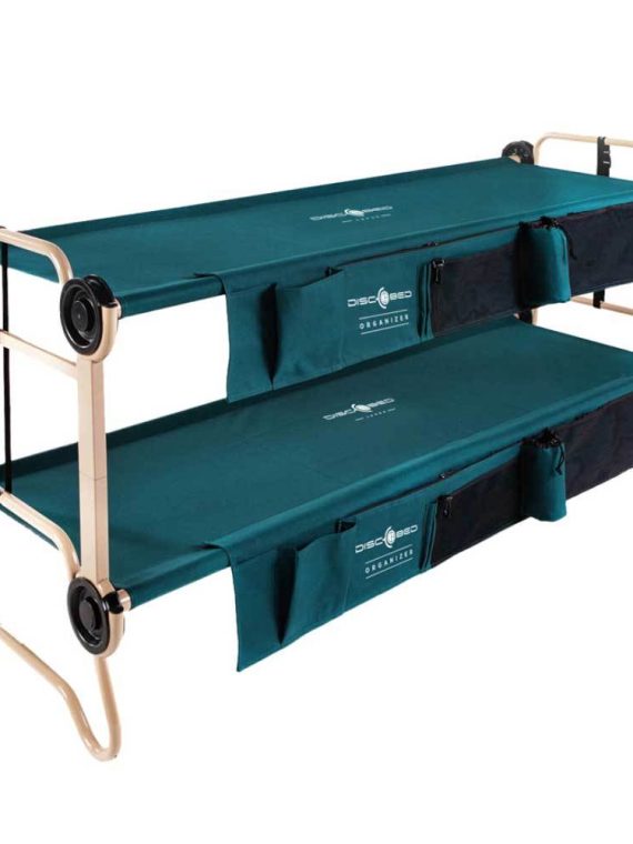 Large Benchable Double Cot with Storage Organizers, Green - Image 2