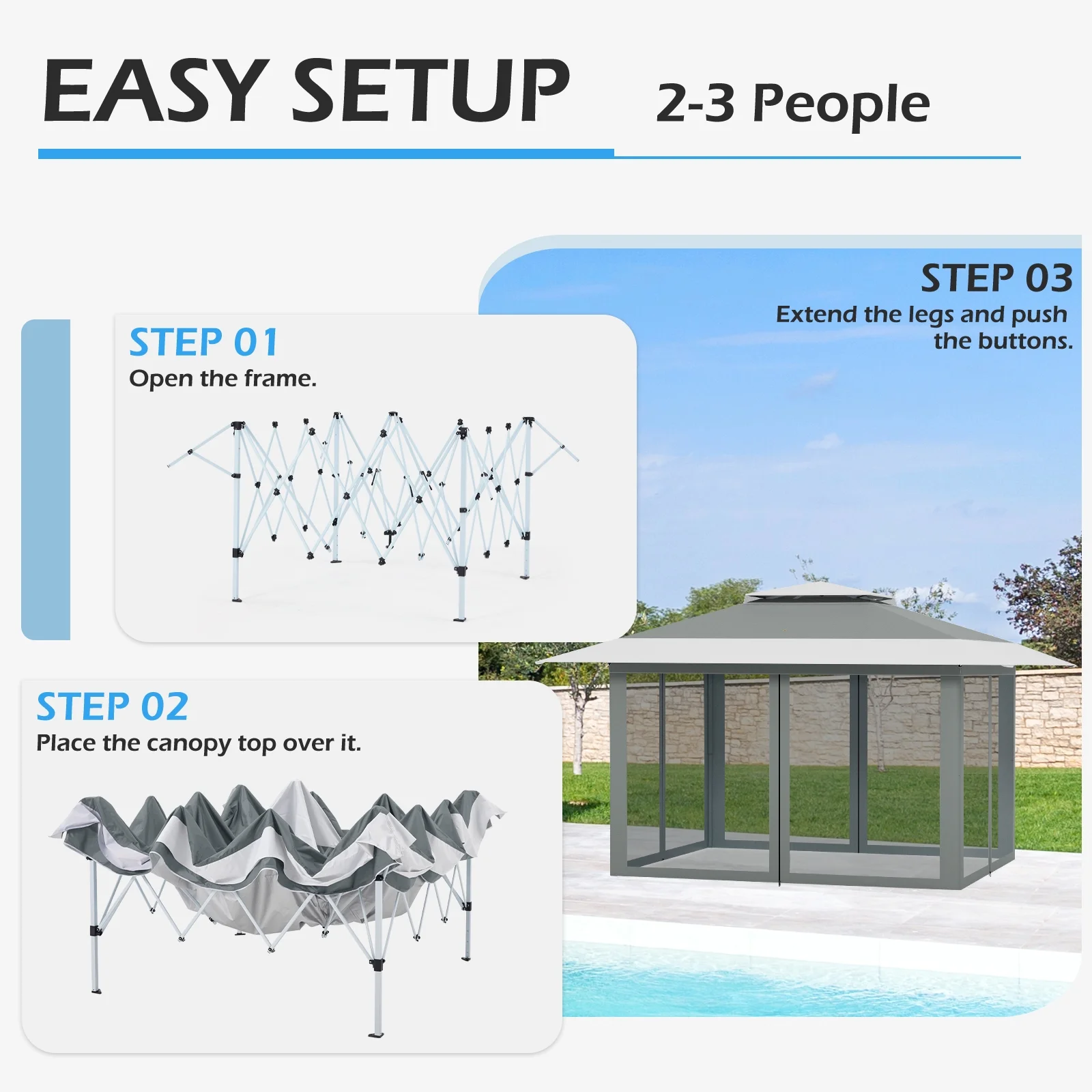 AVAWING 12x12 ft Outdoor Pop-up Canopy Party Tent Easy Setup Patio Wedding Tent, Khaki - Image 36