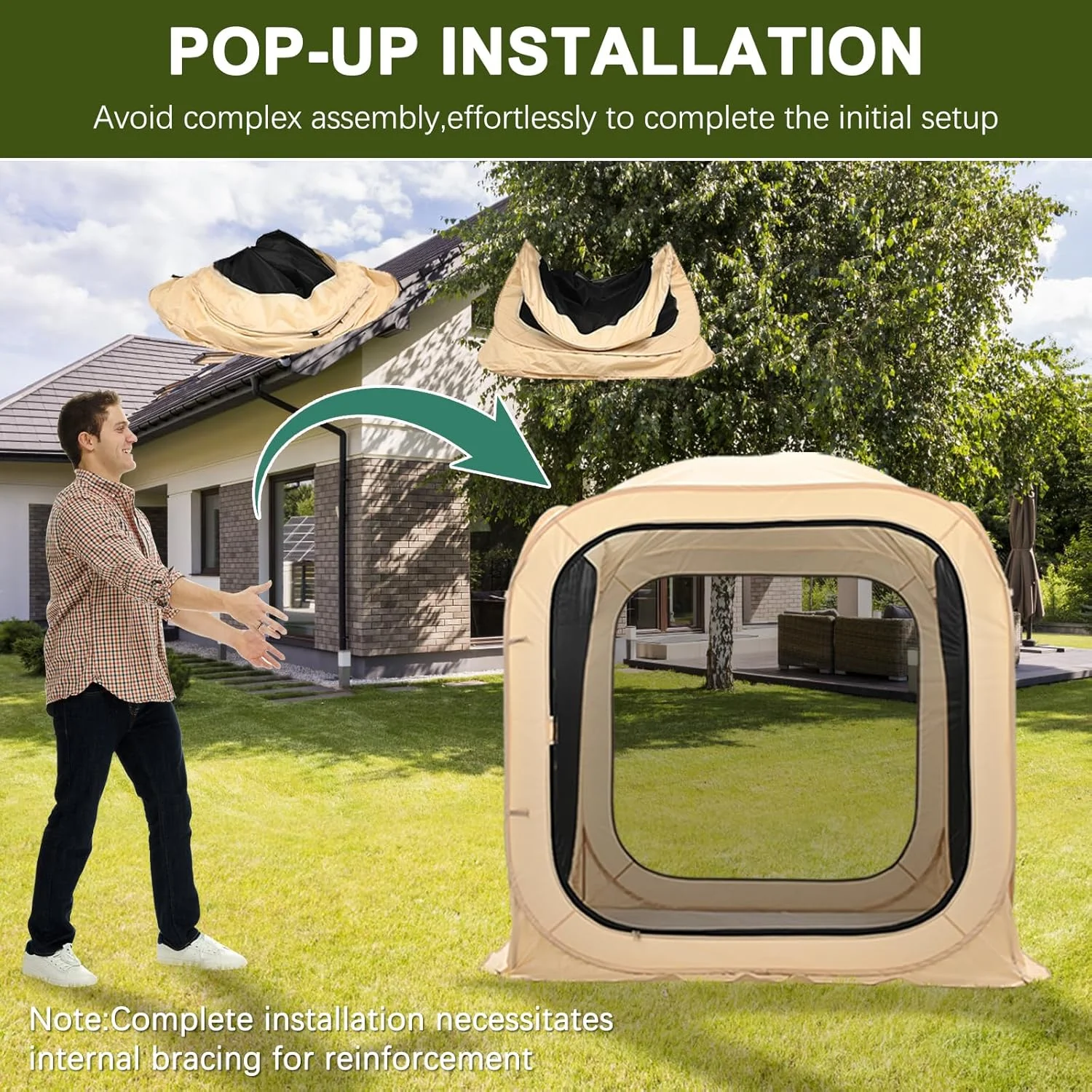 Slsy Screen House Tent Pop-Up, Portable Screen Room Canopy Instant Screen Tent Outdoor Camping Tent with Carry Bag for Patio, Backyard, Deck & Outdoor Activities - Image 17