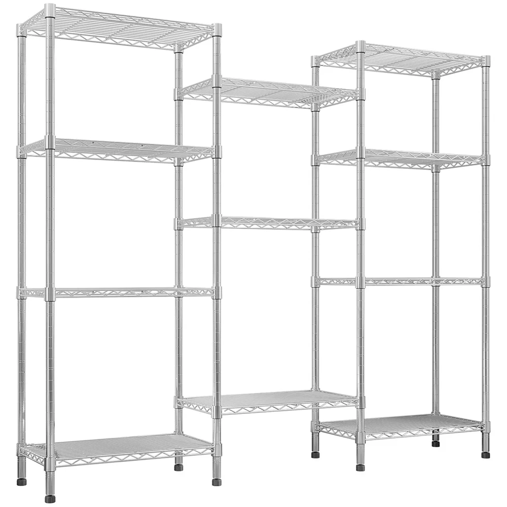 Tcbosik Heavy Duty Wire Shelving Unit, 4-Tier Adjustable DIY Metal Rack, Storage Organizer for Kitchen, Pantry, Garage, Silver - Image 3