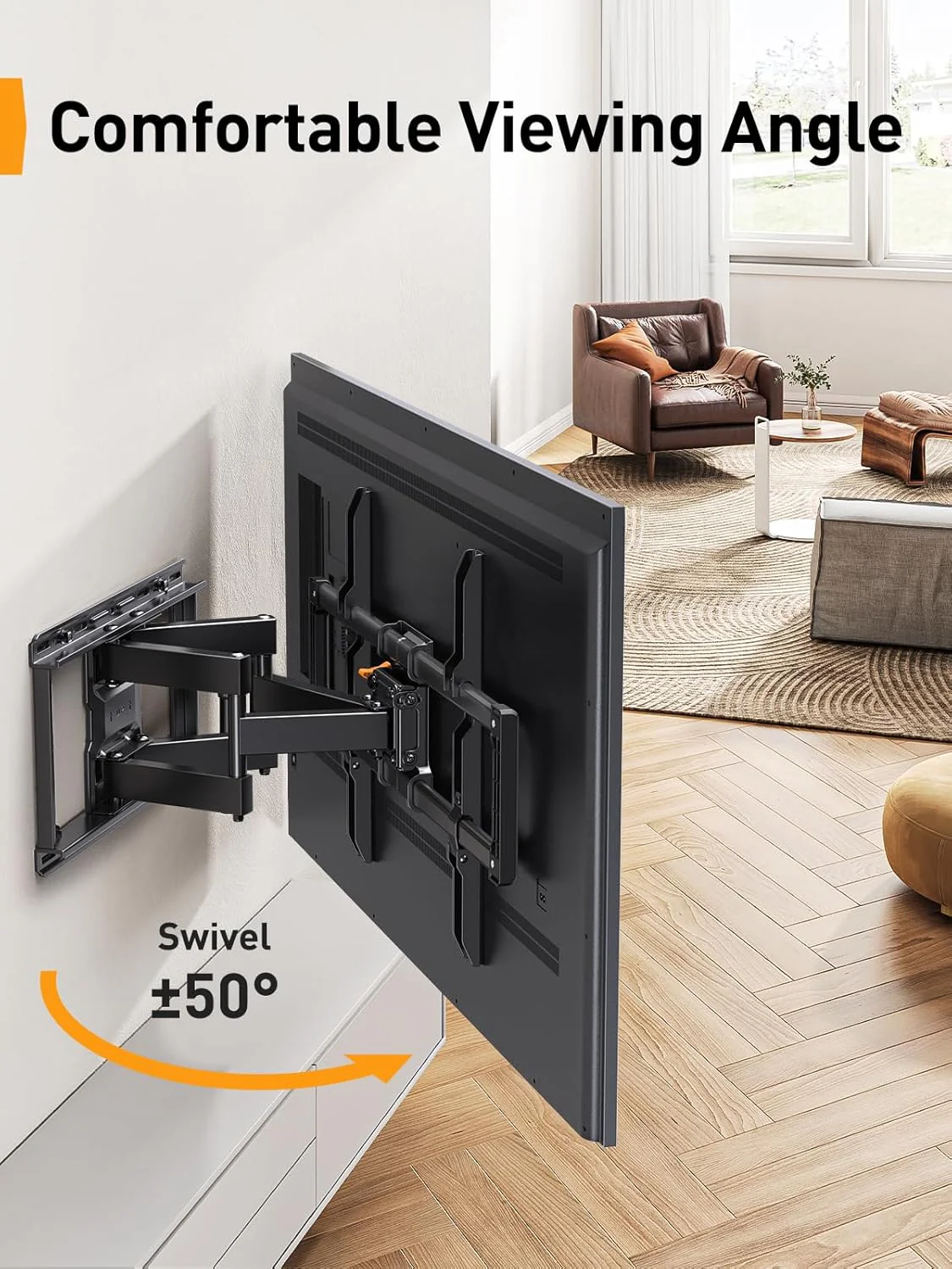 Full Motion TV Wall Mount for 42-85 Inch TVs, Adjustable Swivel Tilt Bracket for Flat Screen Televisions - Image 6