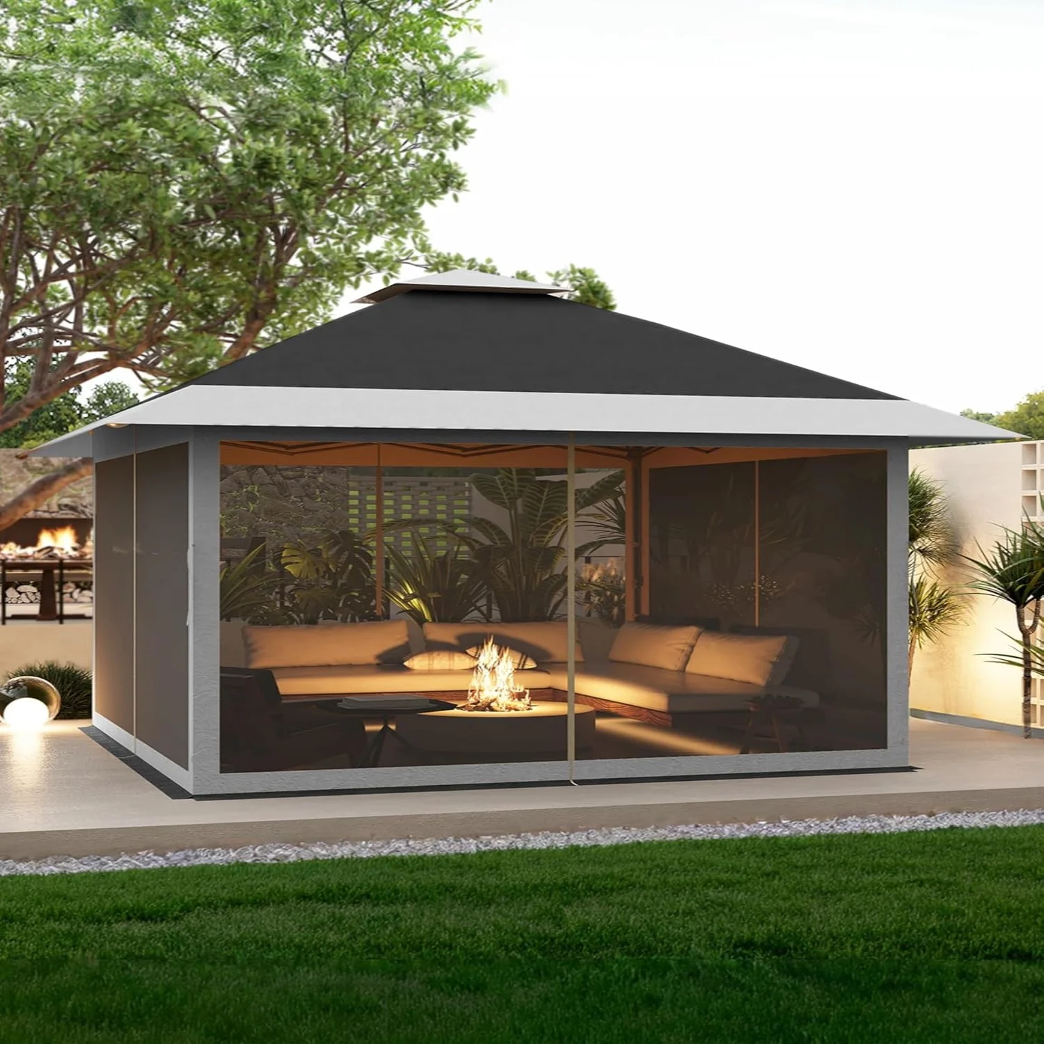 AOILE 13x13FT Pop-Up Patio Gazebo, Outdoor Canopy Tent with Mesh Walls, Double Roof & Carry Bag - Image 13