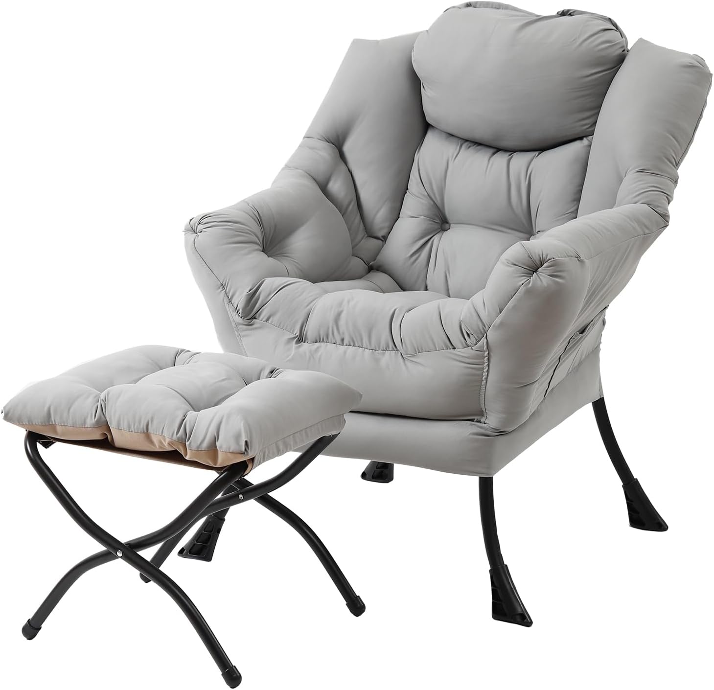 Lazy Chair with Ottoman, Reading Chair with Footrest, Dark Grey - Image 15