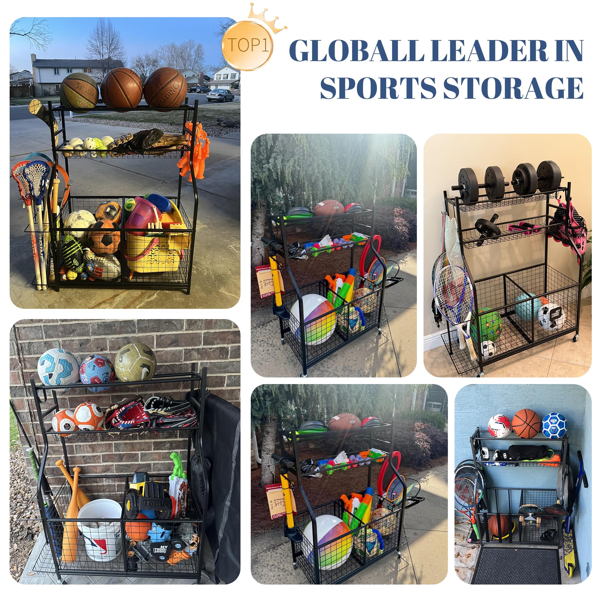 Garage Ball Storage Organizer for Sports Equipment, Sports Ball Rack for Home, Garage and Gym - Image 4
