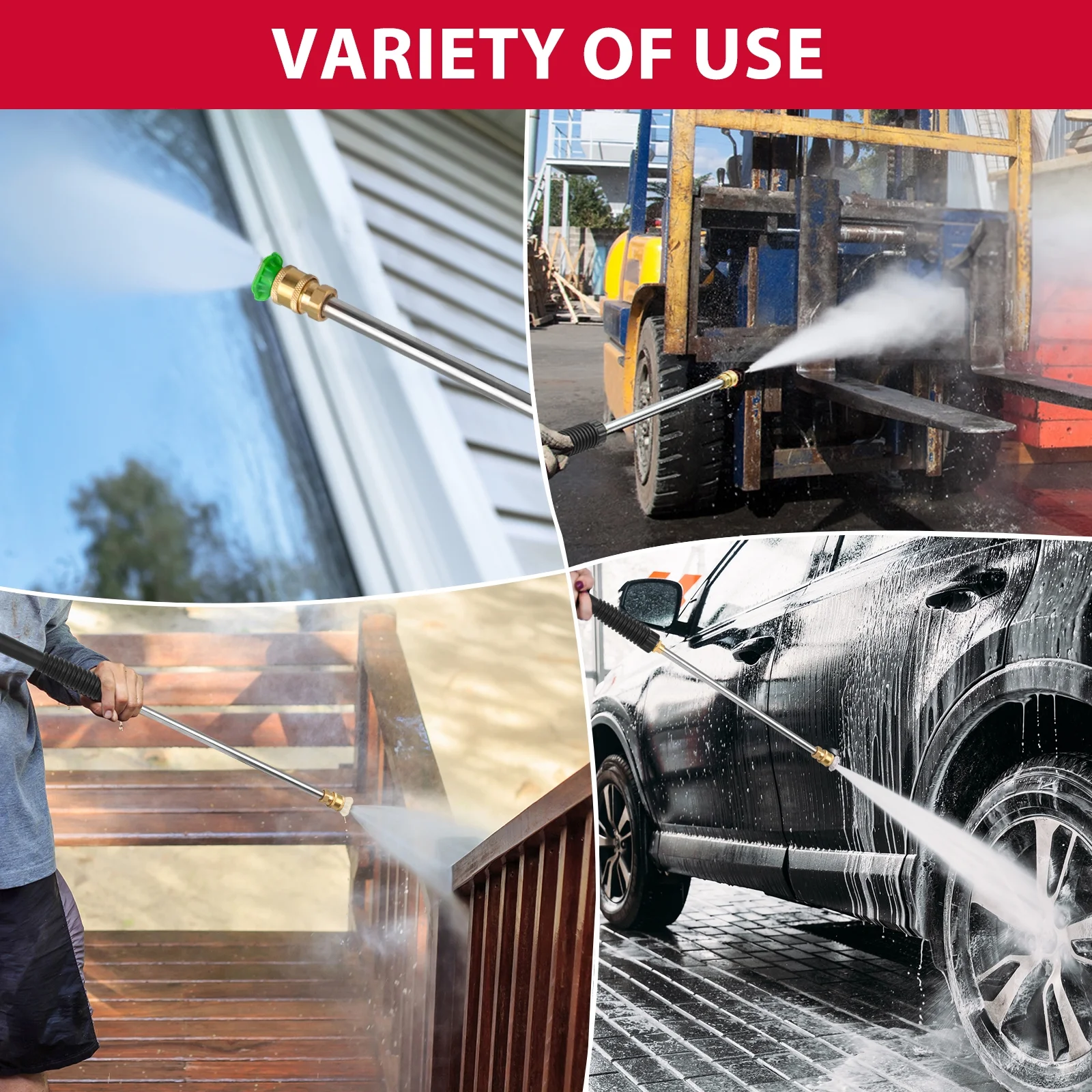PowerSmart Gas Pressure Washer, 212cc, 3400PSI, 2.5GPM, 10-inch Wheel, for Cars/ Fences Cleaning - Image 3