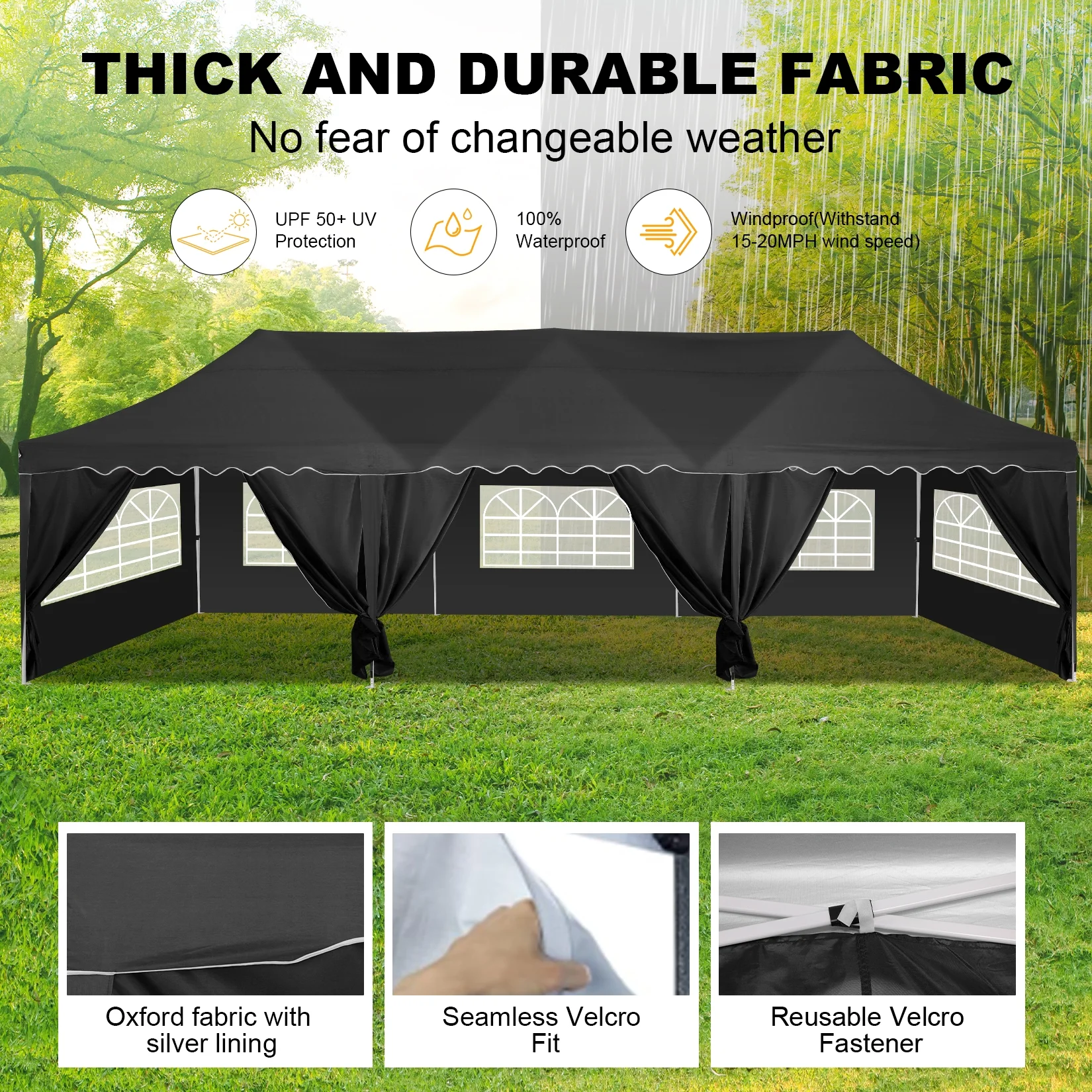 HOTEEL Canopy 10'x20' Pop Up Canopy Tent Heavy Duty Waterproof Adjustable Commercial Instant Canopy Outdoor Party Canopy Parties,Wedding,Outside Patio,Event,Backyard,White - Image 41