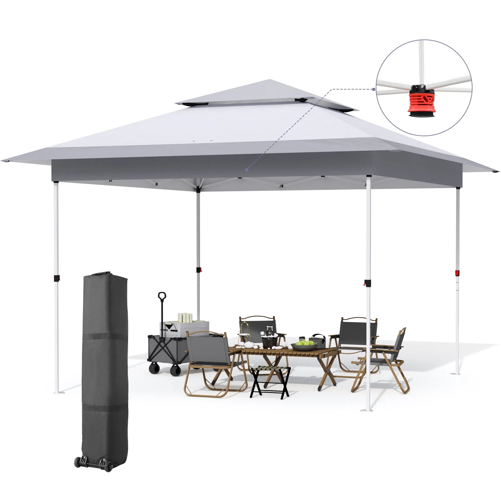 Arlopu White 12' x 12' Ez Pop Up Canopy Tent Portable Instant Folding Shelter Outdoor Camping Canopy Patio Party Gazebo - Image 4