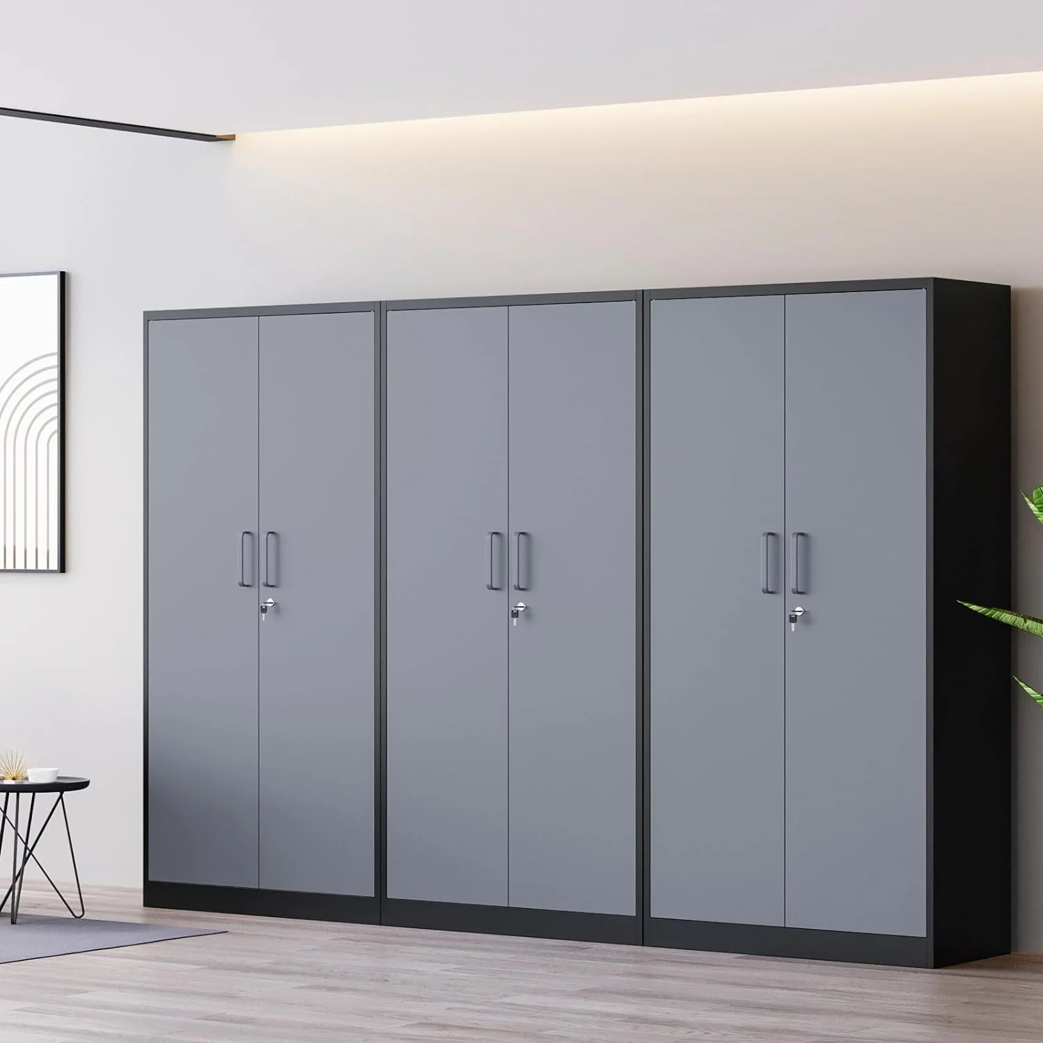 MIIIKO Metal Storage Cabinet with Locking Doors, Black Garage Lockable Steel Cabinets with 4 Doors and 5 Shelves for Home, Garage, Pantry Workshop Warehouse - Image 40