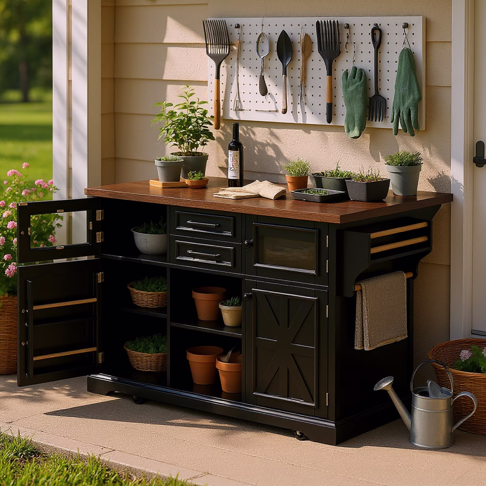 Homy Casa Rolling Garage Storage Cabinet with Drop Leaf, Charging Station for Office Gym, School - Image 3