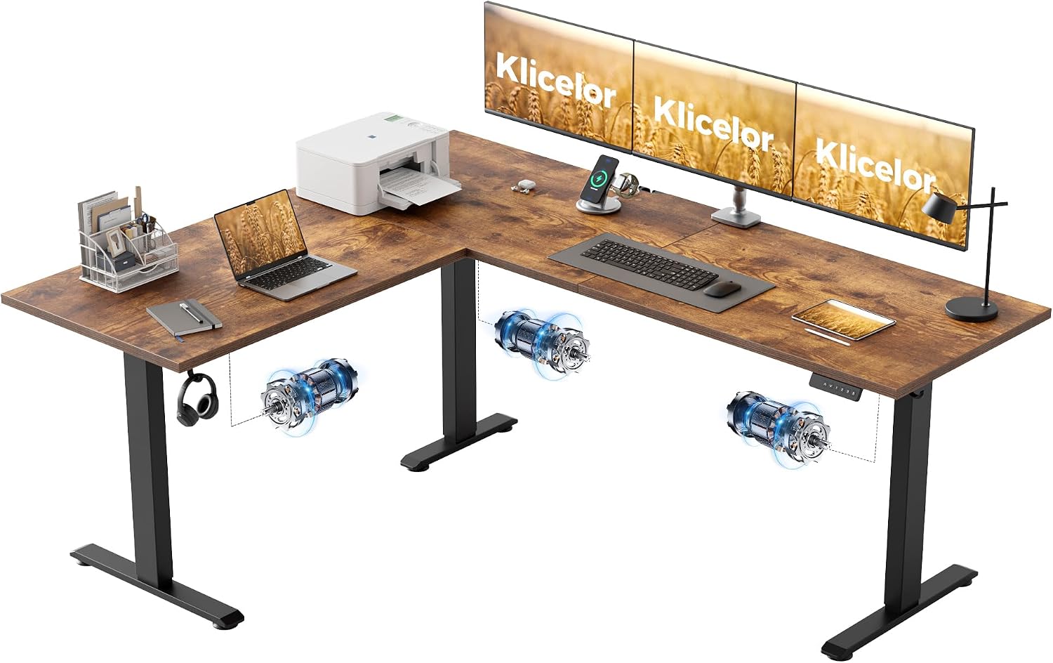 L Shaped Standing Desk 63 x 48 Inch, Electric Height Adjustable Corner Desk for Home Office Workstation, Ergonomic Sit to Stand Computer Table with Memory Controller, Rustic Brown - Image 25