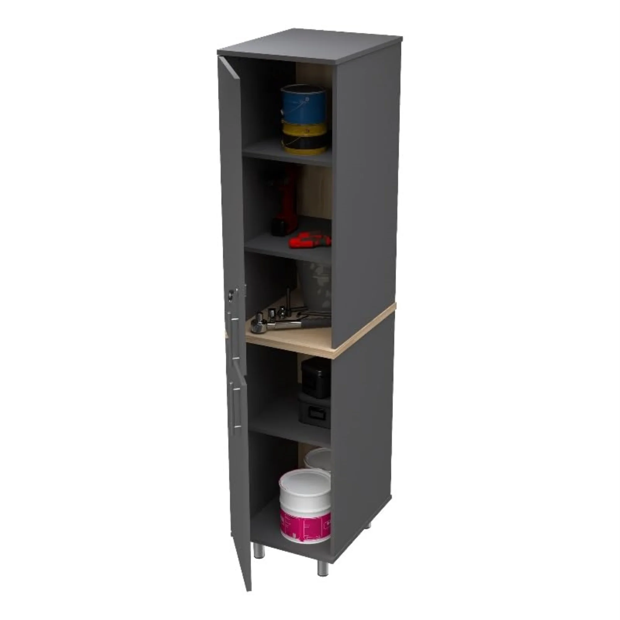 Inval Kratos 70" Engineered Wood Storage Garage Cabinet, Gray/Maple - Image 4