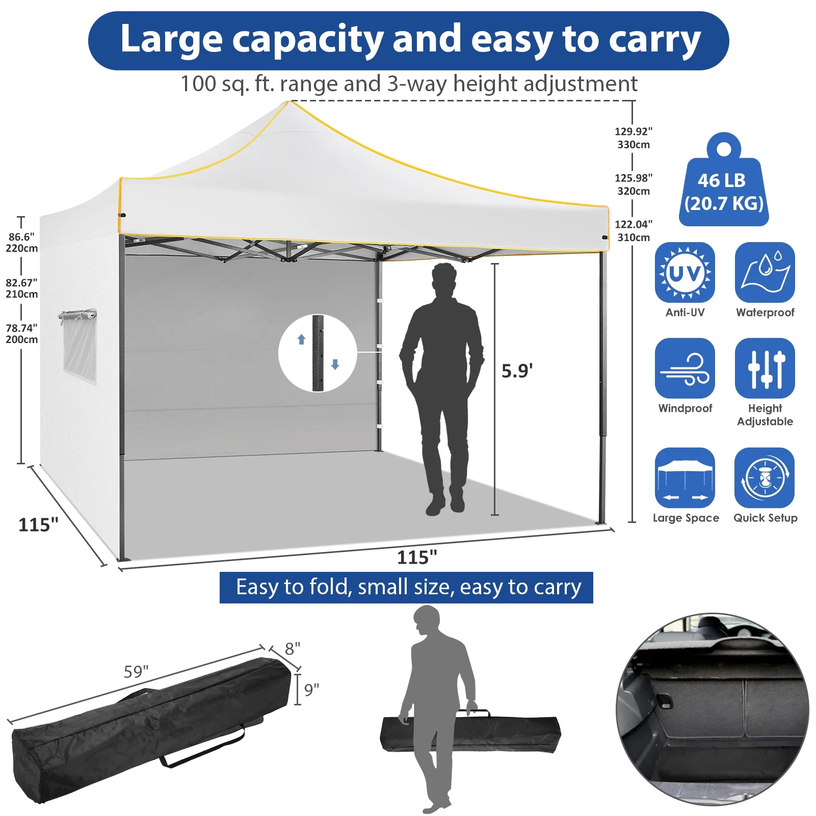 SANOPY 10'x10' Pop up Canopy Tent Anti-UV Waterproof Outdoor Gazebo Instant Party Wedding Backyard Canopy Tent Shade Shelter for Backyard, Patio, Parties,Khaki - Image 31