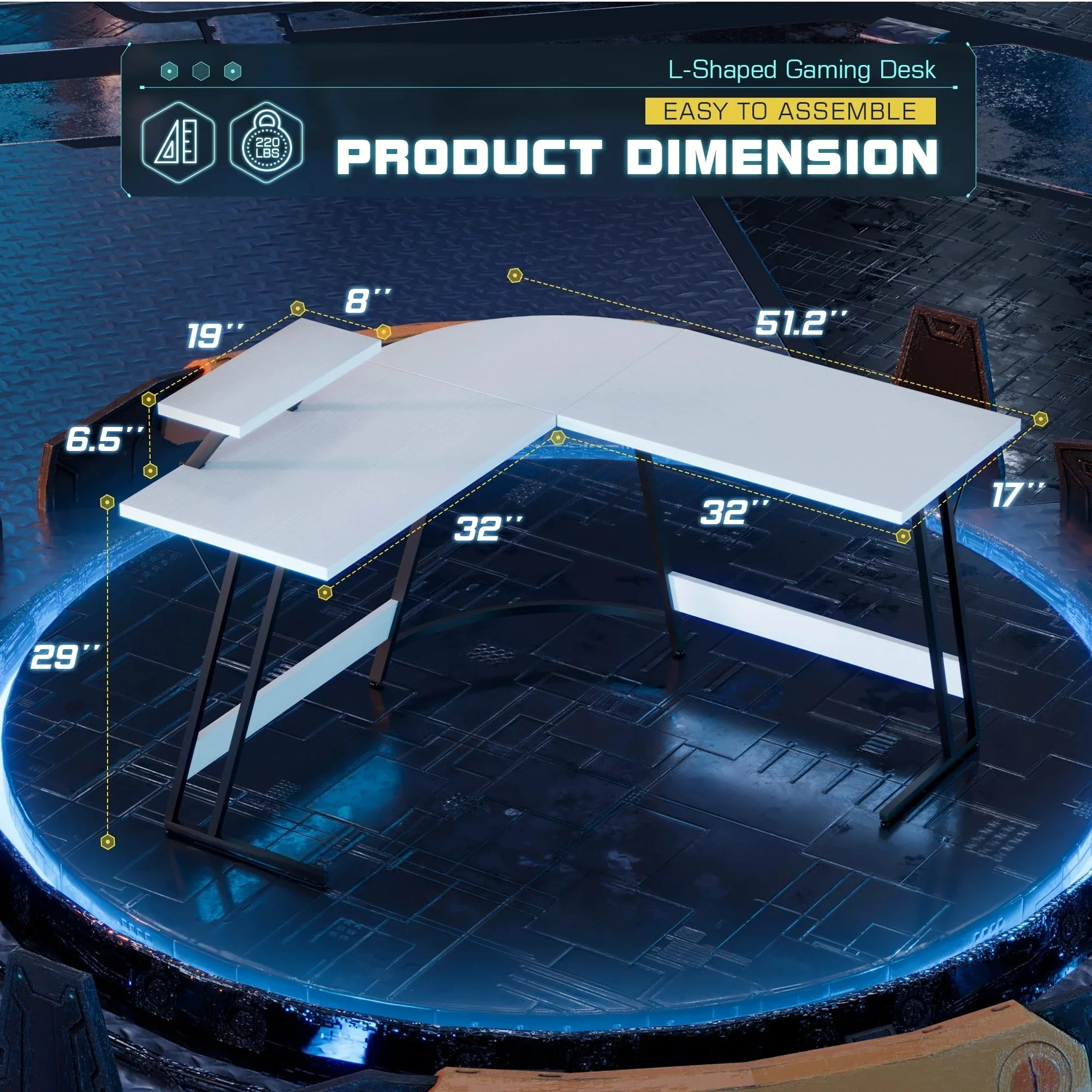 L-Shaped Gaming Desk, Computer Corner Desk and Office Writing Desk for Home - Image 29