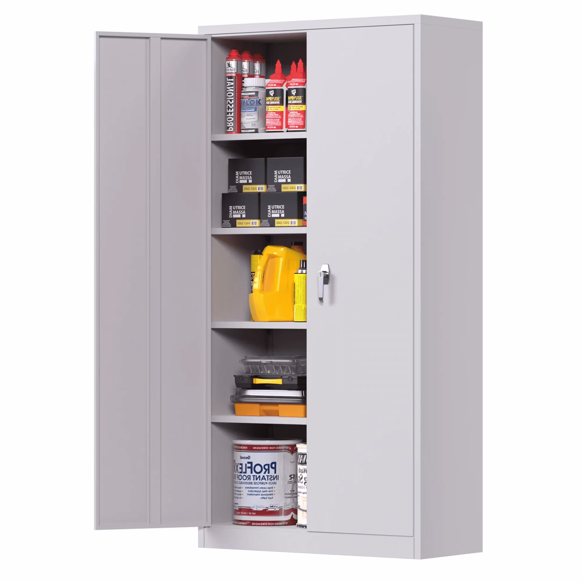 GAEANET 2 Door Metal Storage Cabinet with 5 Adjustable Shelves &Pegboard, 71" H-32" W-16" D Locking Steel Garage Cabinet, for Garage,Office,Home,Gym,School, File Cabinet,Assembly Required, Black - Image 20