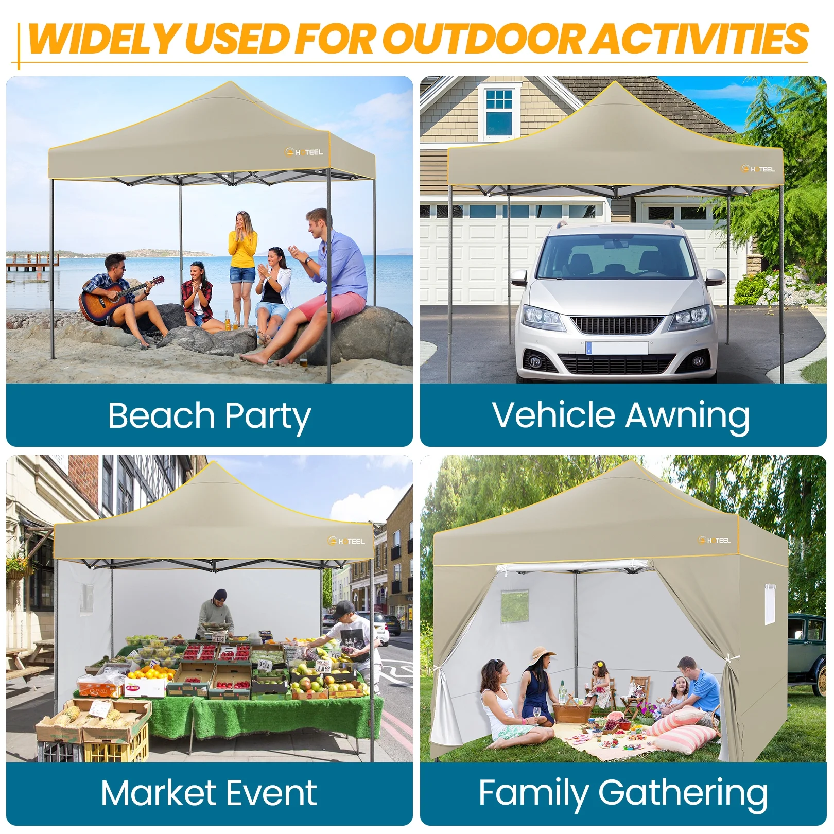 SANOPY 10'x10' Pop up Canopy Tent Anti-UV Waterproof Outdoor Gazebo Instant Party Wedding Backyard Canopy Tent Shade Shelter for Backyard, Patio, Parties,Khaki - Image 10