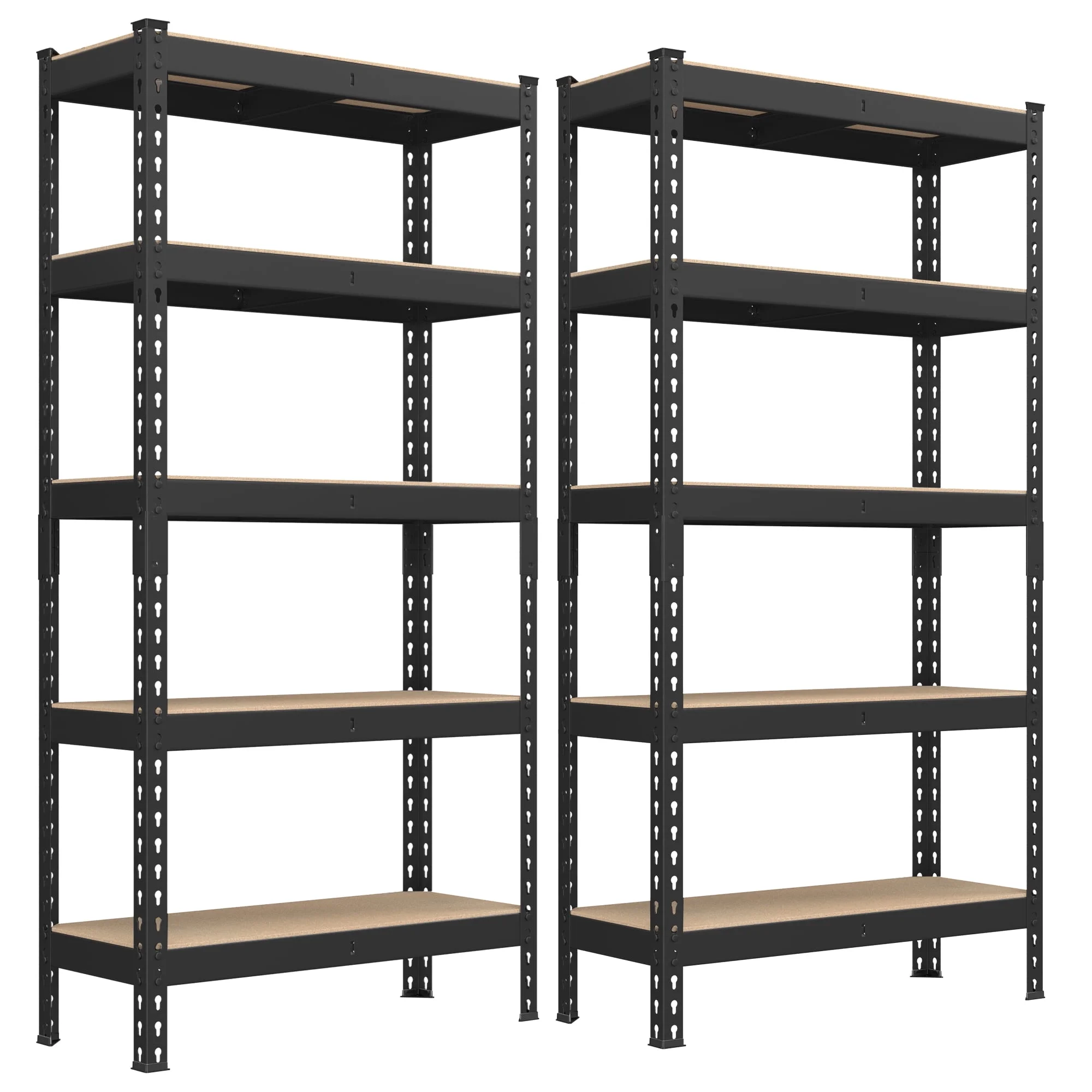 Set of 2 Heavy-Duty 5-Tier Storage Shelves, 2310 lb Total Capacity, Boltless Adjustable Steel Shelving Units for Garage Basement, 59.1" H, Black - Image 2
