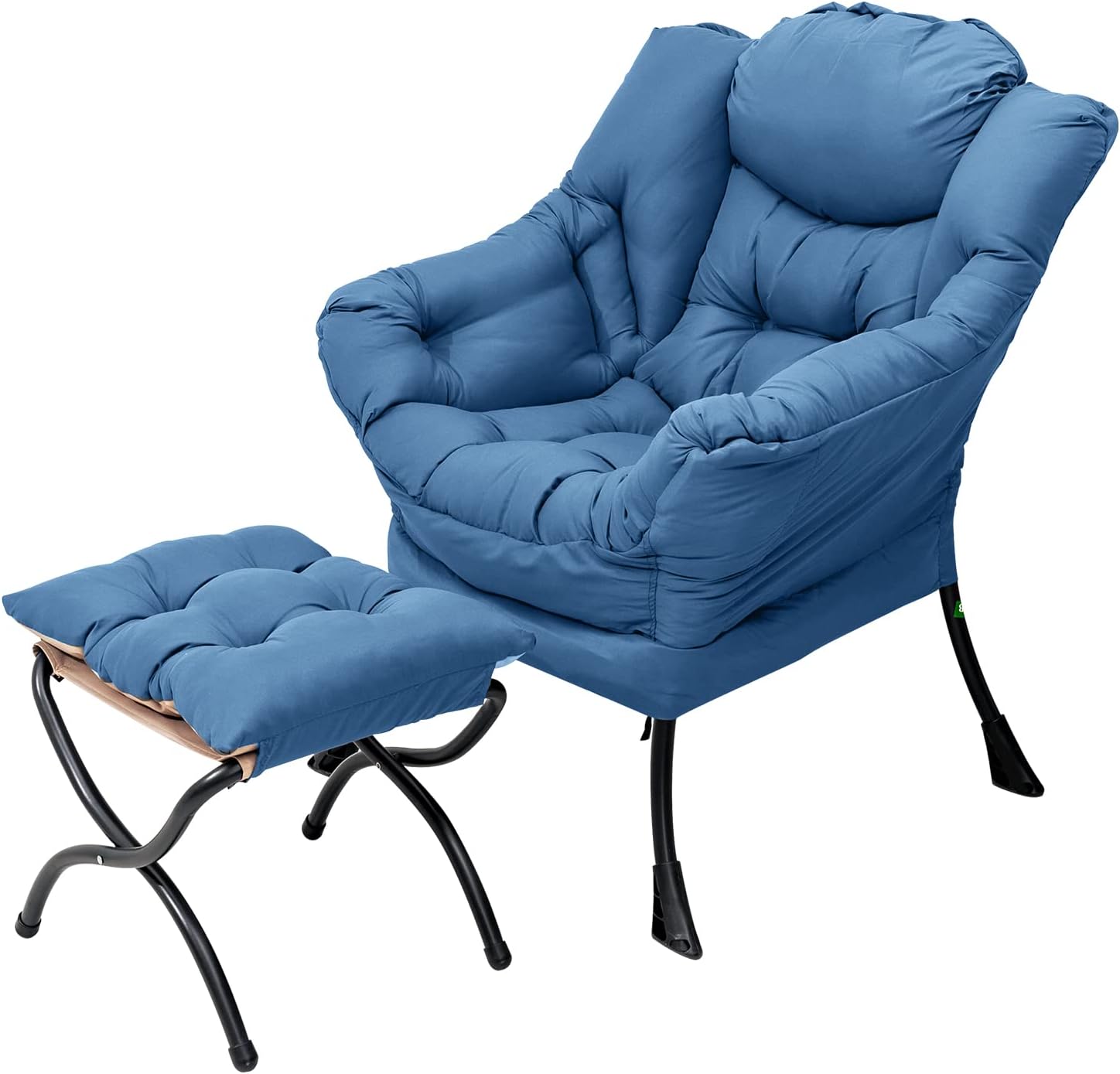 Lazy Chair with Ottoman, Reading Chair with Footrest, Jet Black - Image 21