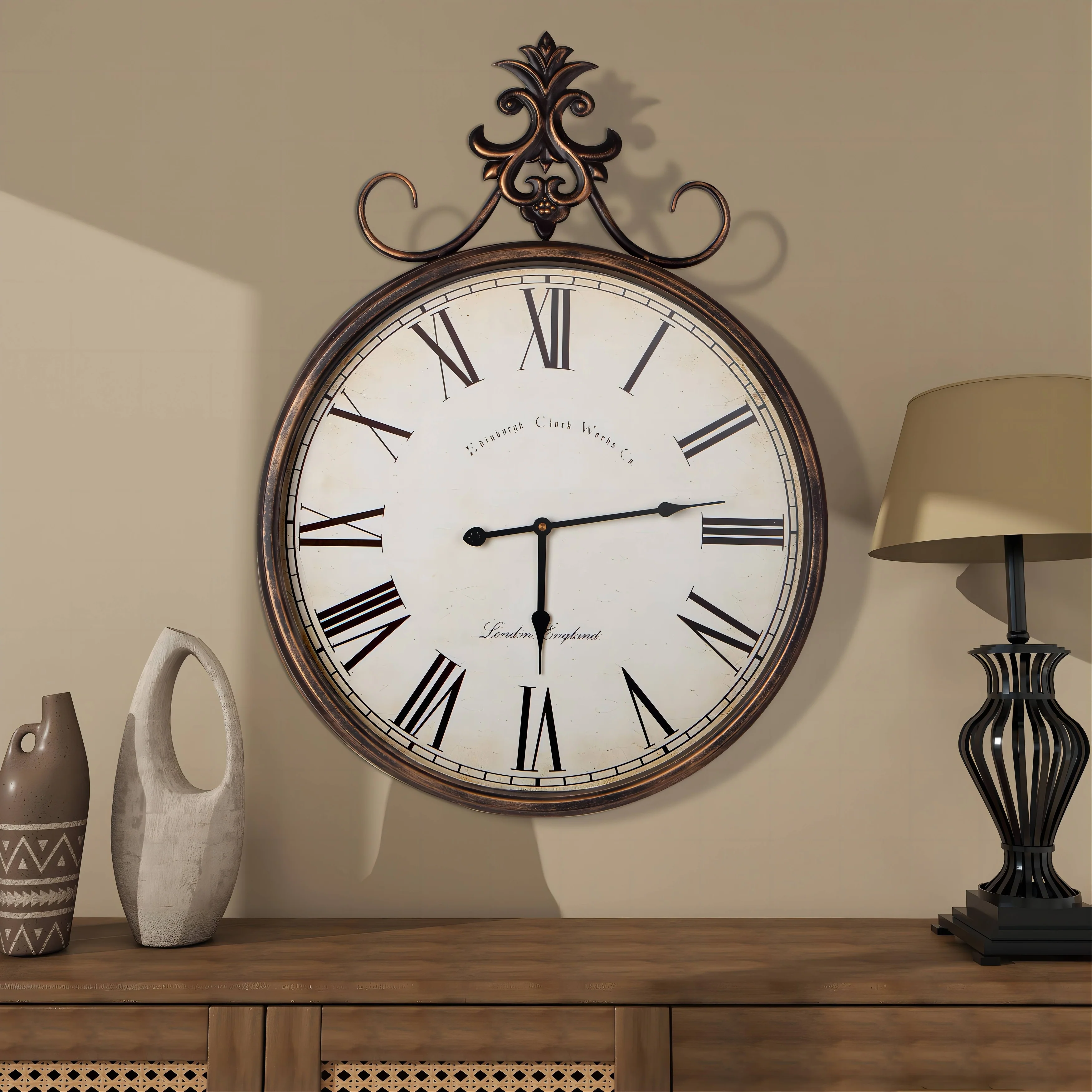 Large Antique Wall Clock, Vintage Decorative Hanging Clock for Living Room, Bedroom and Office