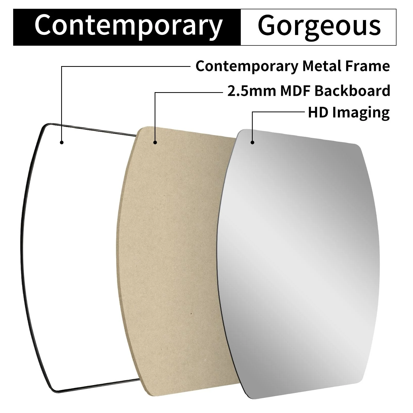 Modern Oblong Metal Wall Mirror, Decorative Elongated Hanging Mirror for Living Room, Bedroom and Entryway - Image 19