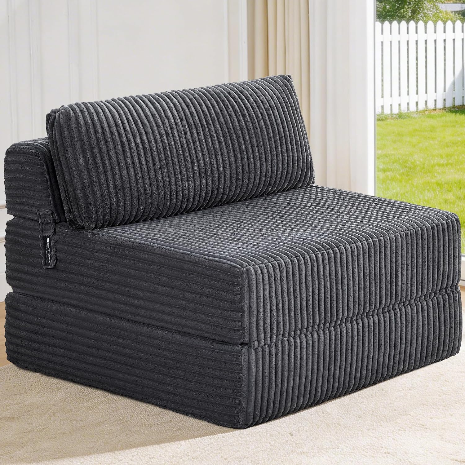 Folding Sofa Bed Convertible 4 in 1 Sleeper Chair Gray Single