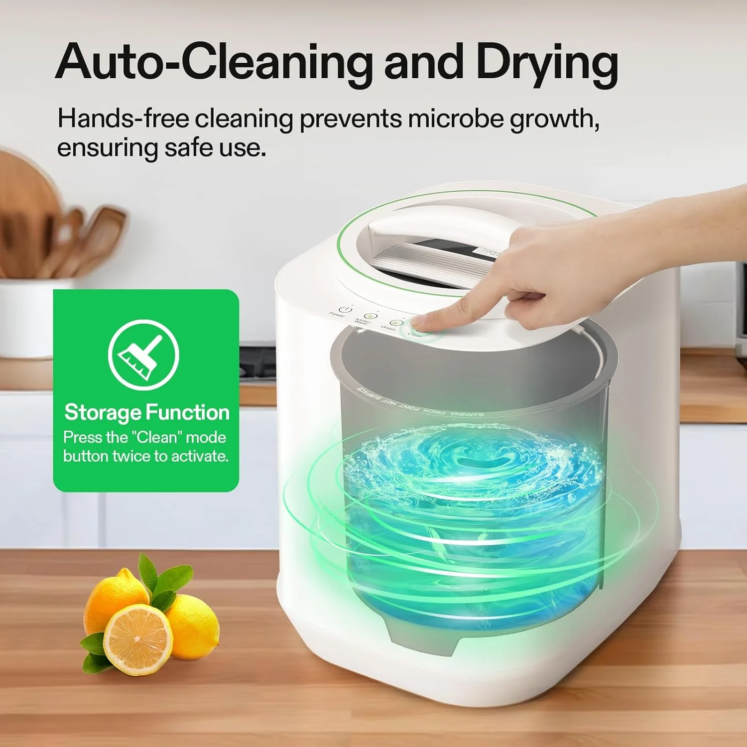 VIVOSUN 4L Electric Composter for Kitchen Indoor, Smart Compost Machine for Countertop, Odorless/Auto-Cleaning/3 Modes/Intelligent LED Display, Mill Composter Kitchen Bin Food Recycler, Black - Image 15