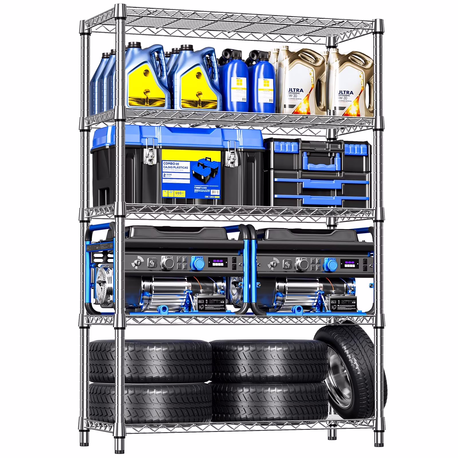 M MZG 4 - Tiers Metal Dimensions: 45.8"W x 15.8"D x 59.4"H Storage Rack Shelving Unit - Image 8