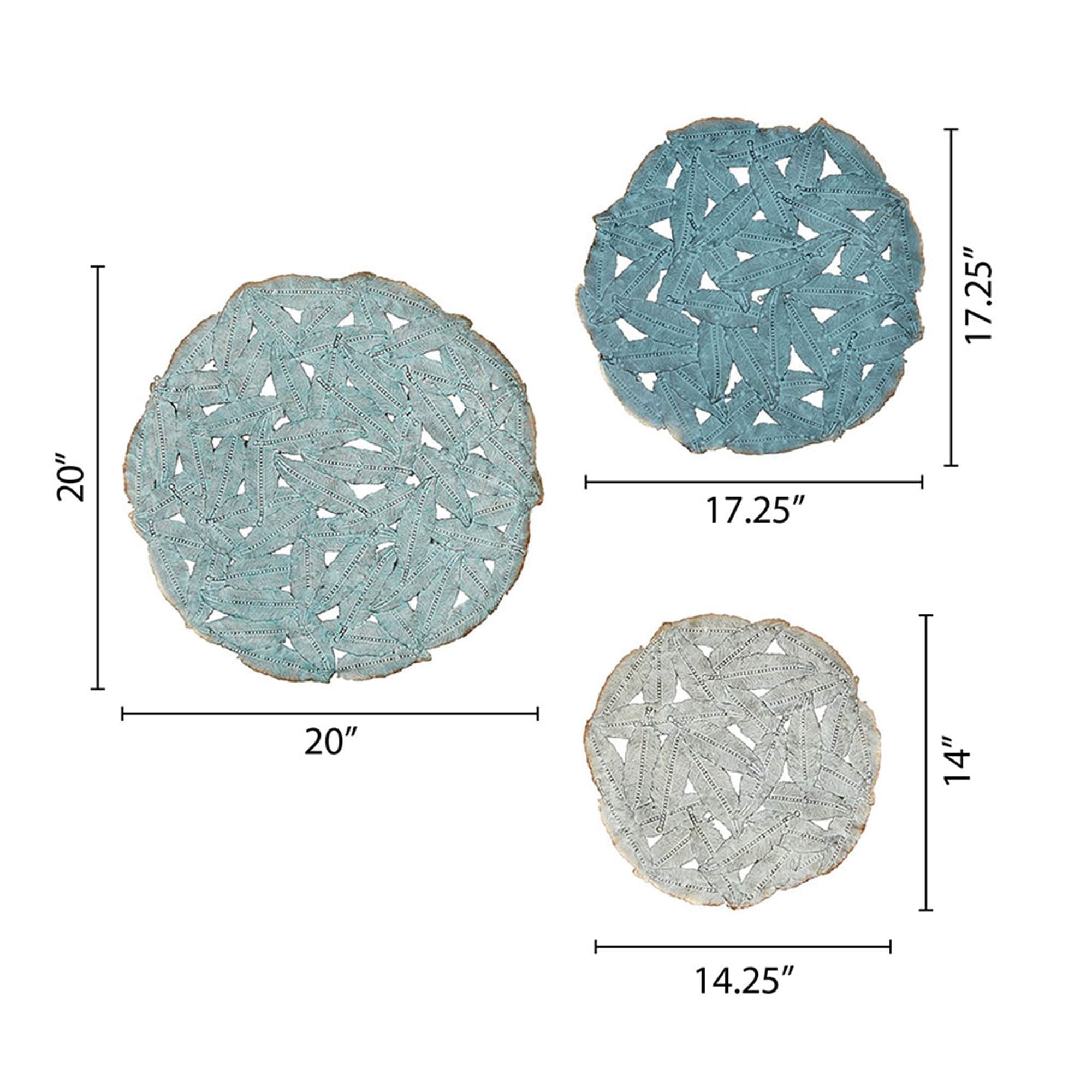 Textured Feather 3-Piece Metal Disc Wall Decor Set, Decorative Wall Art for Home - Image 16