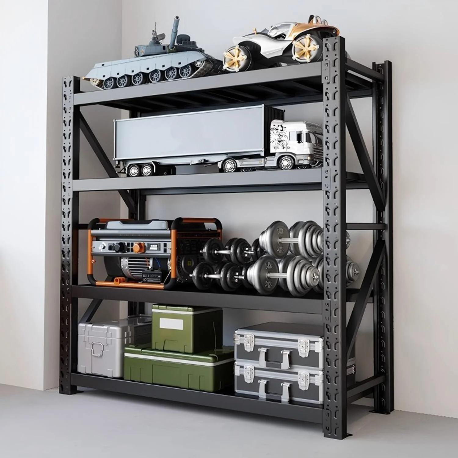 59" W Garage Shelving,5-Tier Heavy Duty Shelving Unit,3000LBS Adjustable Metal Storage Shelves,Storage Rack Units for Industrie,Shed,Warehouse,Basement,Black,59" W x 20" D x 72" H - Image 11