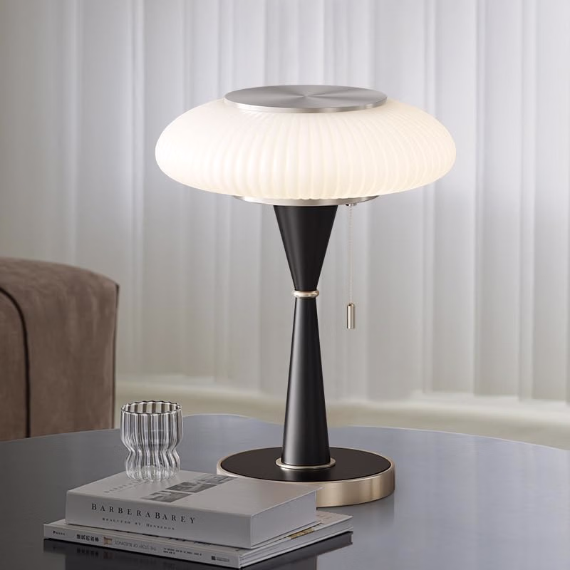 Mushroom Table Lamp for Bedroom & Living Room, Cute Mini Modern Mid-Century Bedside Lamp, Aesthetic Home Decor, Gold + Yellow Shade - Image 3