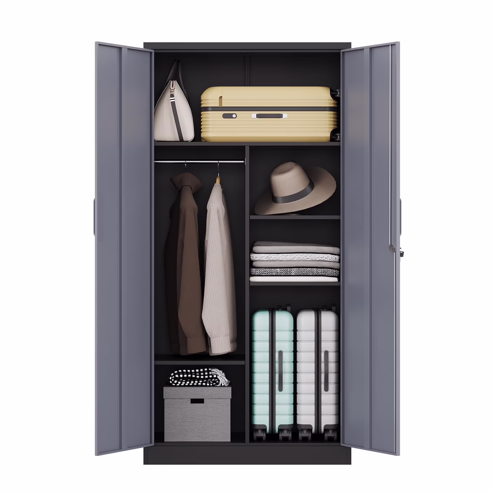 MIIIKO 71" Metal Storage Locker Metal Garage Locker Cabinets with Locking Door and 4 Adjustable Shelves, Steel Classic Storage Cabinet for Home, School, Office, Garage - Image 5