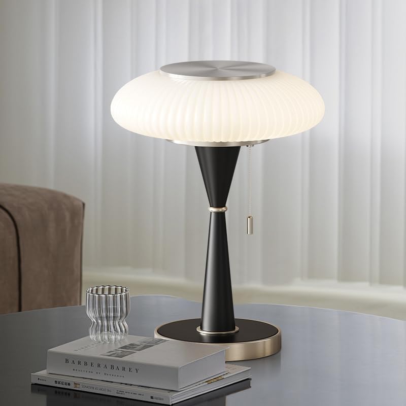 Mushroom Lamp Table Lamp for Bedroom,Desk Bedside Small Lamps for Living Room Night Stands,Mushroom Decor Cute Mini Modern Mid Century Lamps,Aesthetic Home Living Room Decor (Gold+ Yellow Shade) - Image 3