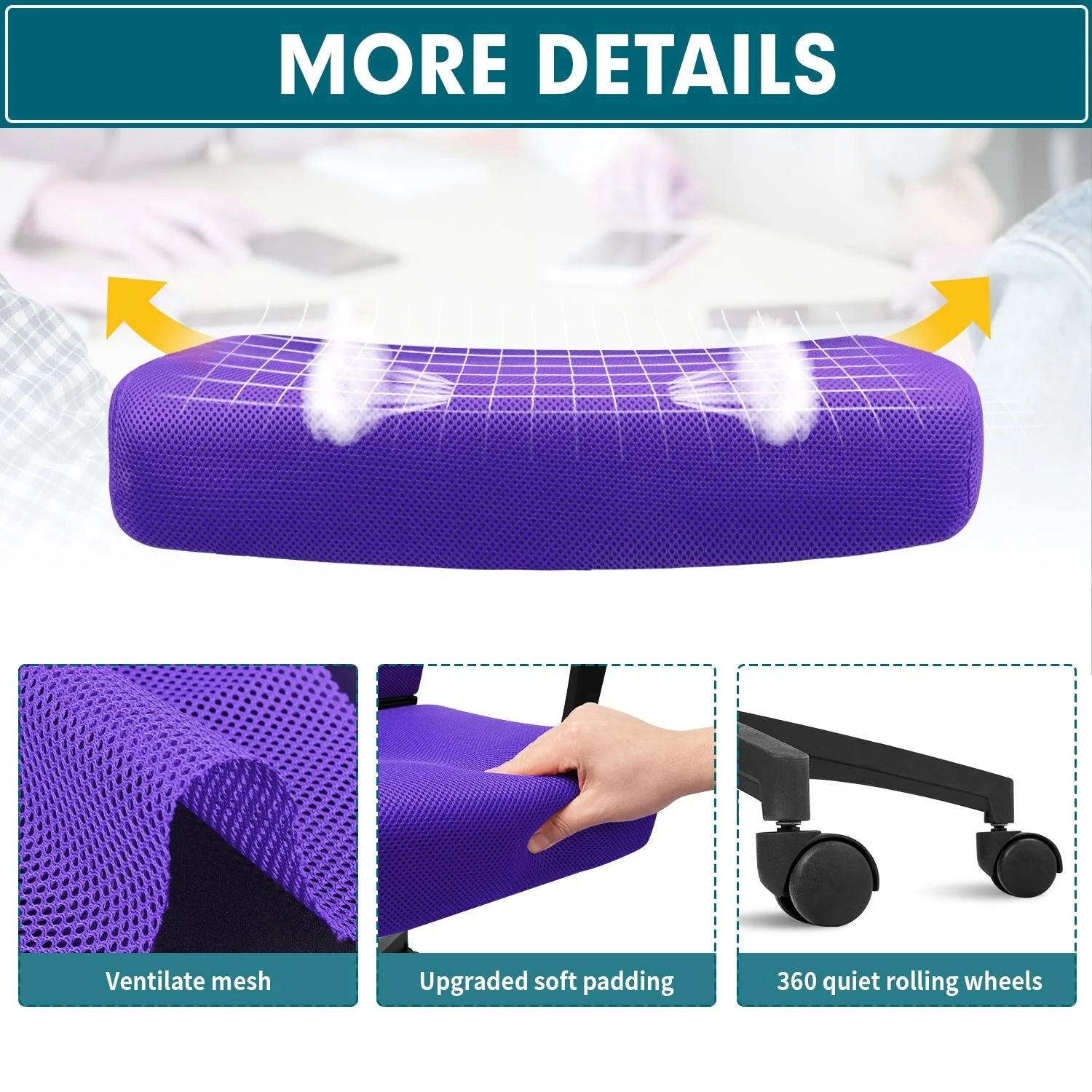 Ergonomic Mesh Office Chair with Lumbar Support, Breathable Computer Desk Chair - Image 52