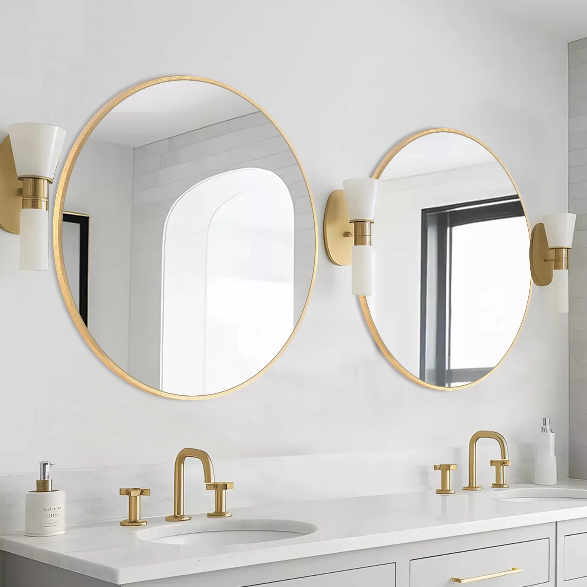 Modern Round Bathroom Vanity Mirror, Wall Mounted Circular Mirror for Bathroom, Bedroom and Home Decor - Image 14