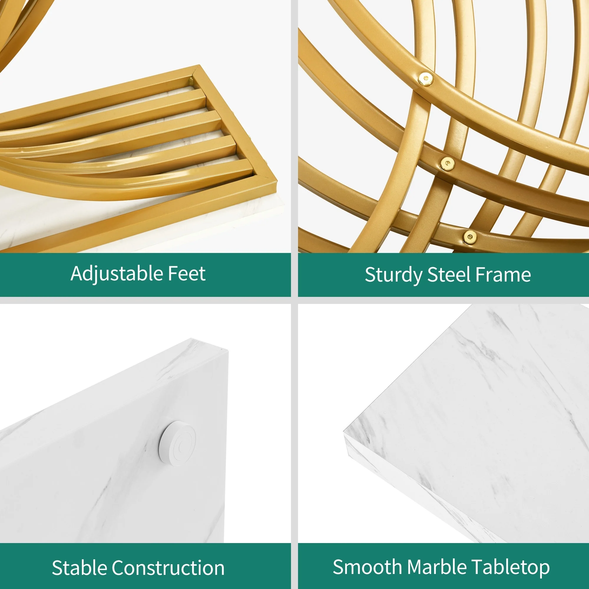 Modern Gold Console Table with Marbled Top, Sofa Table for Entryway and Hallway - Image 24