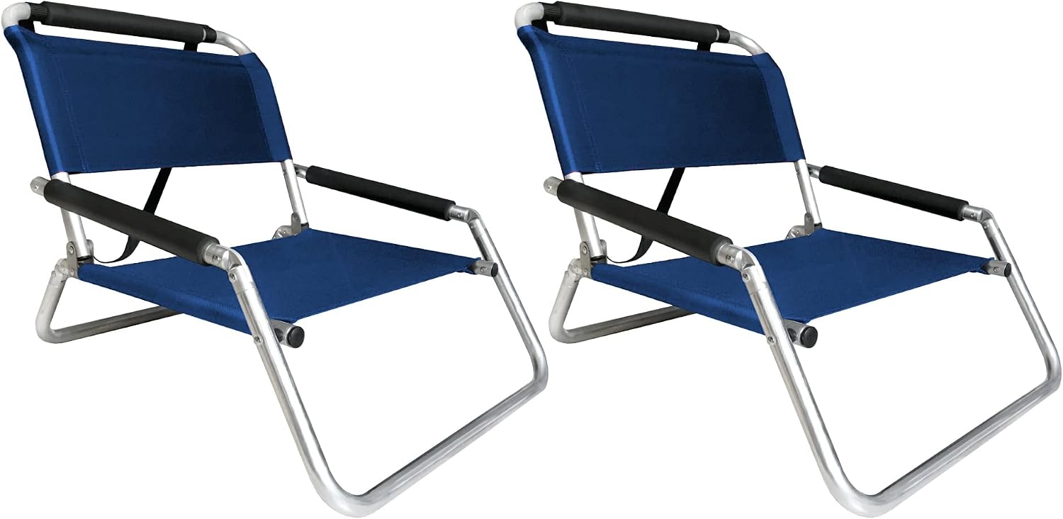 Lightweight Portable Foldable Recliner Beach Chairs, with Slip Pockets and Shoulder Strap, 2 Pack, Black, XL - Image 14