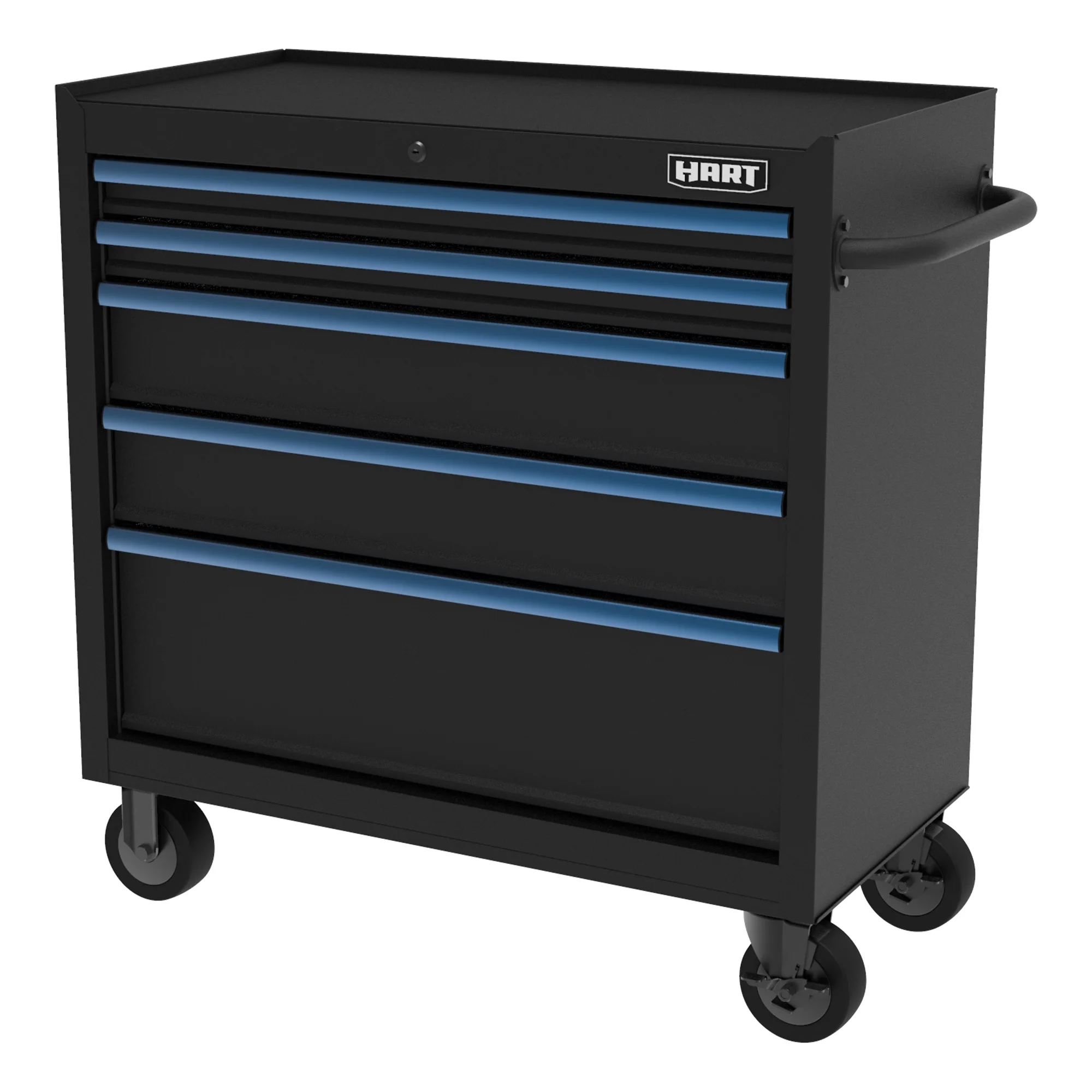 HART 36-Inch 5-Drawer Rolling Tool Cabinet with Wood Top, Locking Steel Garage Storage, Black - Image 4
