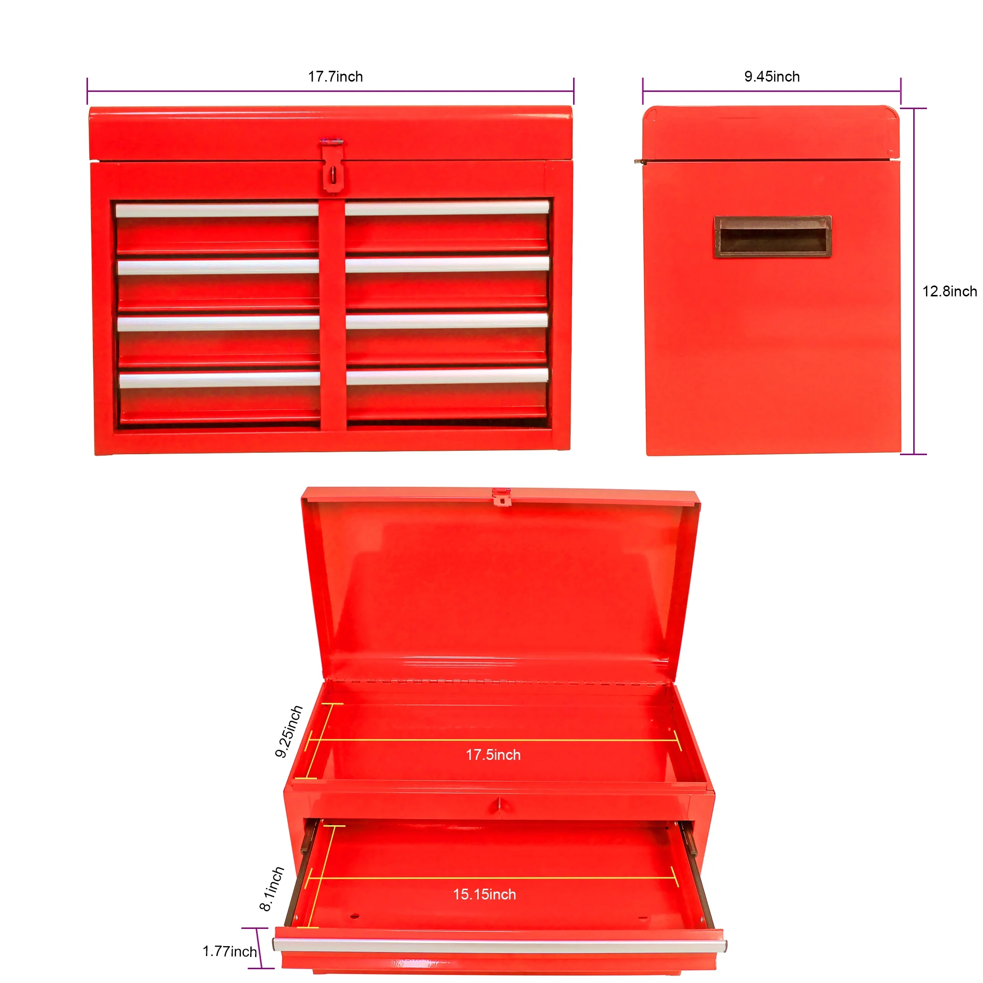 5-Drawer Rolling Tool Chest & Removable Tool Box with Locking System, Tool Box Organizer with 4 Wheels&Hooks, Large Capacity Garage Storage Cabinet for Warehouse and Repair Shop, Orange - Image 14