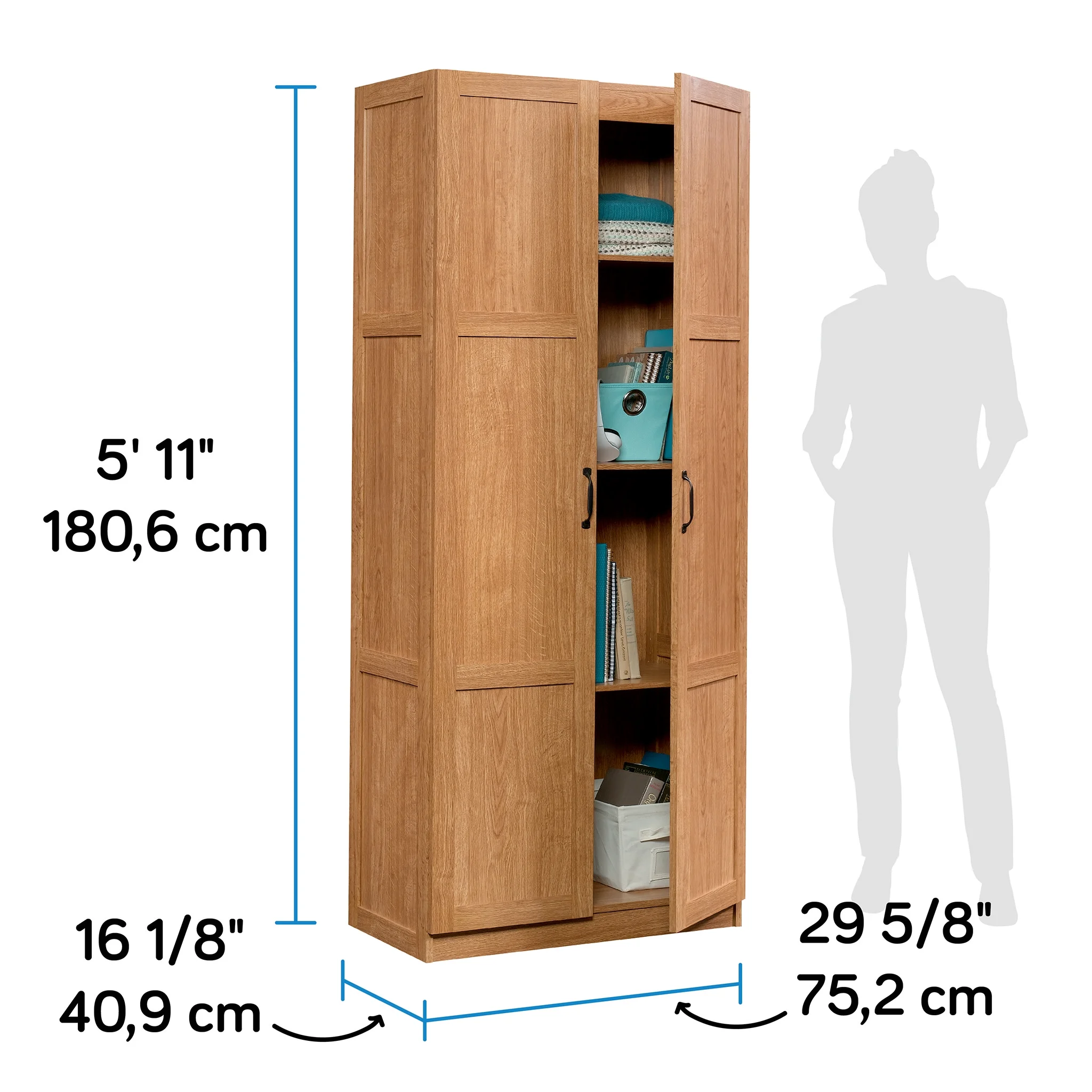 Sauder Select 2 Door Storage Cabinet, Reclaimed Pine Finish - Image 45