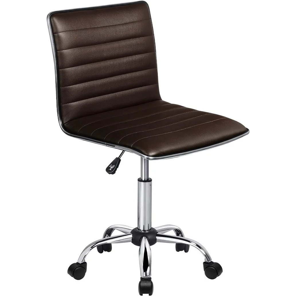 Adjustable Mid-Back Armless Swivel Office Chair, Ribbed Task and Vanity Chair for Small Spaces - Image 3