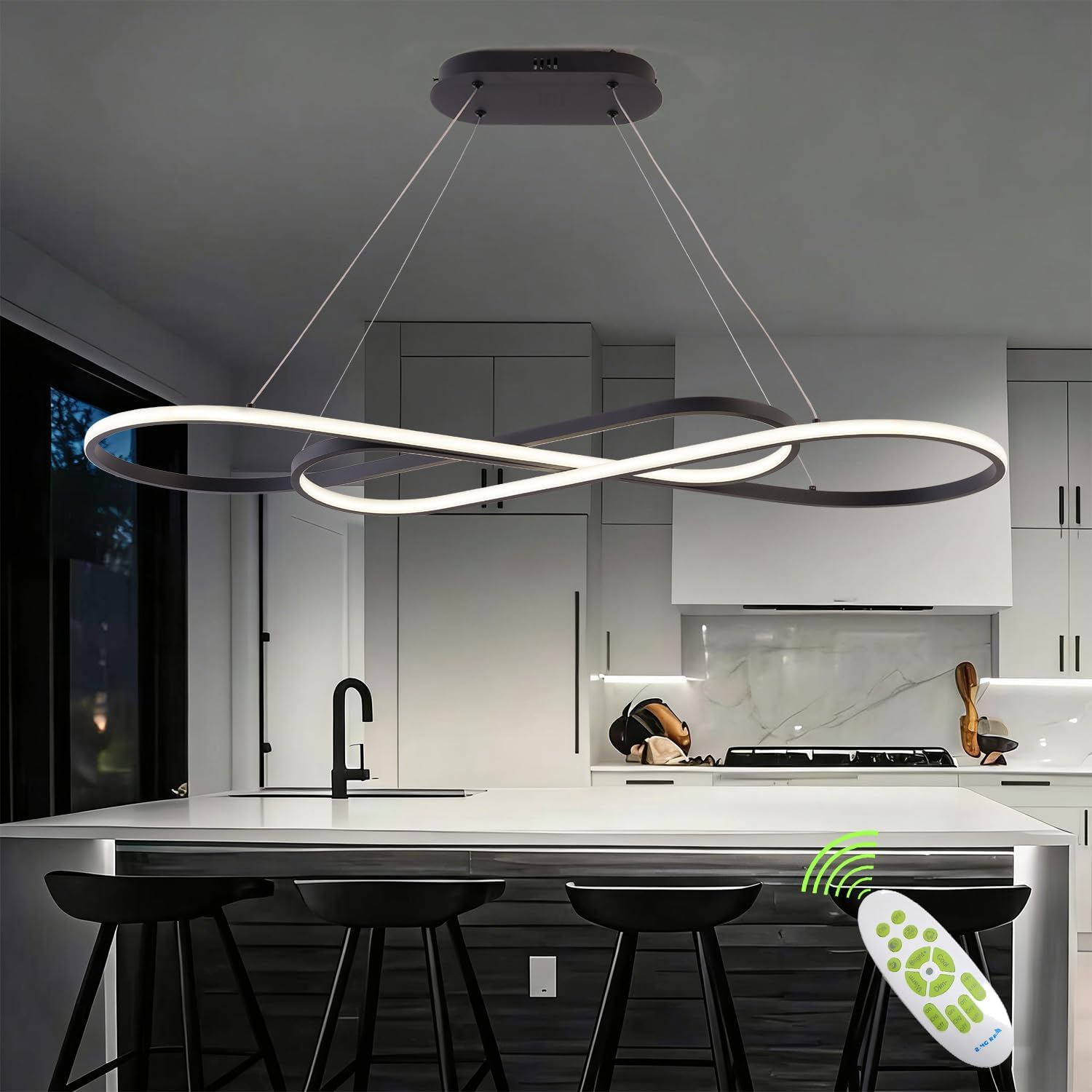Minimalist Dimmable LED Pendant Chandelier with Remote Control - Image 3
